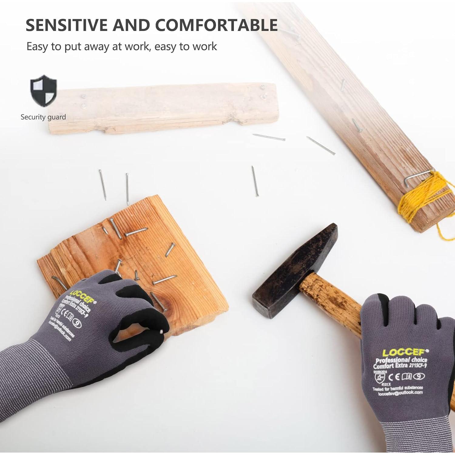 Guantes de Trabajo LOCCEF MicroEspuma Nitrilo 12 Pares Grises