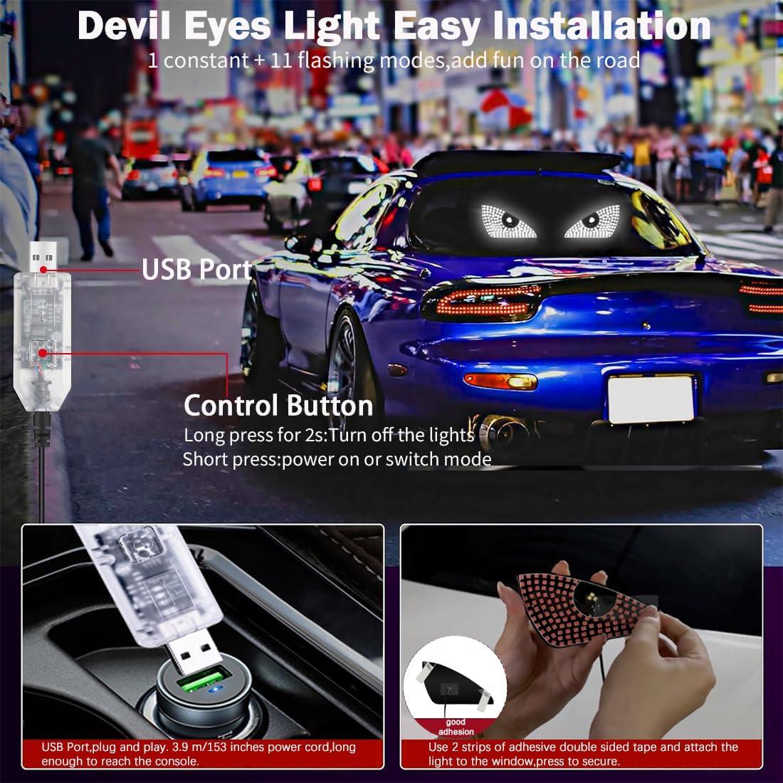 Luz LED Ojos del Diablo VOAKZEF para Autos USB 12 Modos