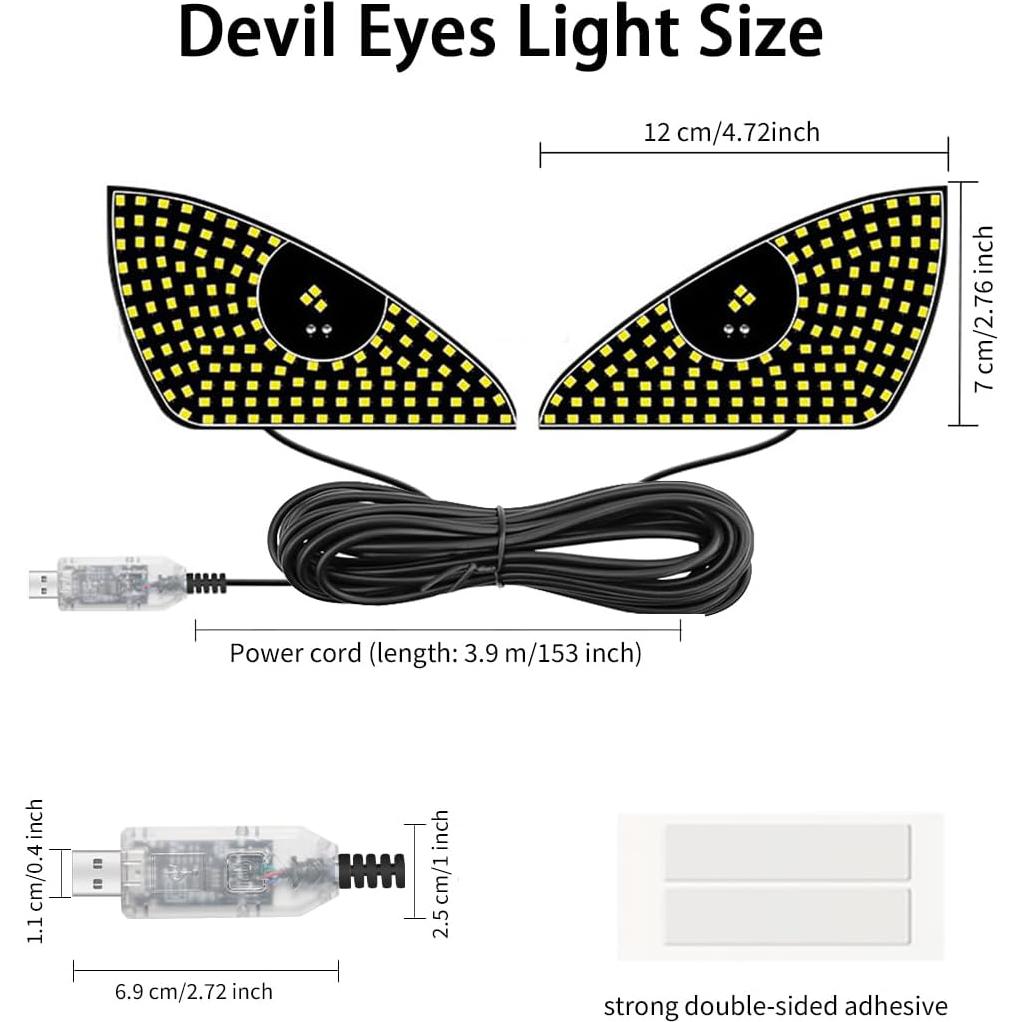 Luz LED Ojos del Diablo VOAKZEF para Autos USB 12 Modos