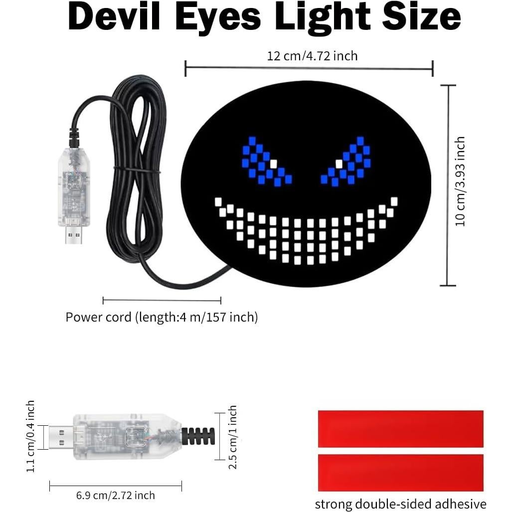 Luz Ojos de Diablo LED VOAKZEF Azul 11 Modos USB para Auto