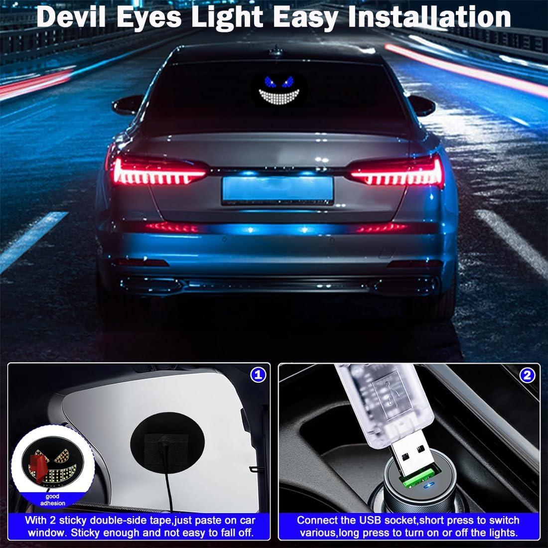 Luz Ojos de Diablo LED VOAKZEF Azul 11 Modos USB para Auto
