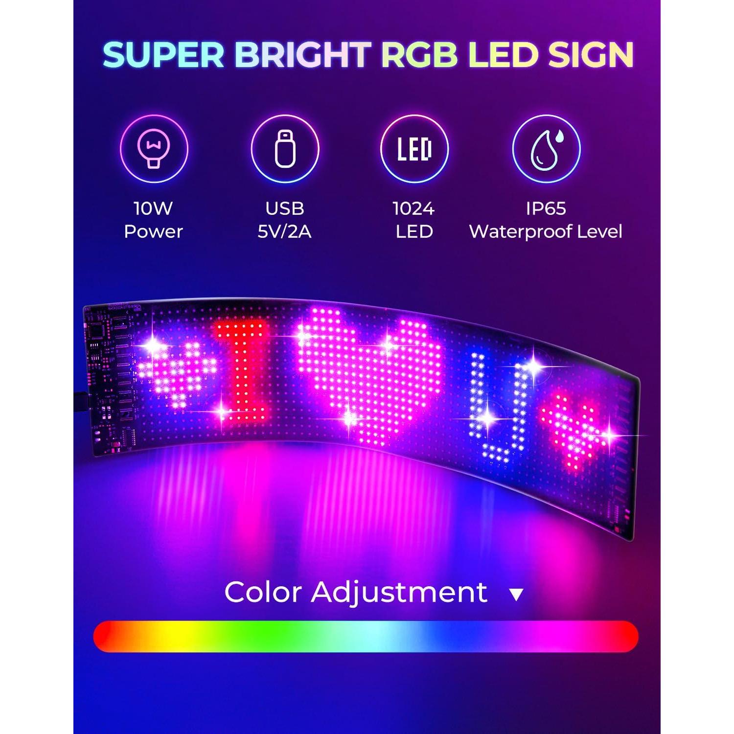 Cartel LED Programable Pak 3.6" x 14.7" Flexible con Control Remoto