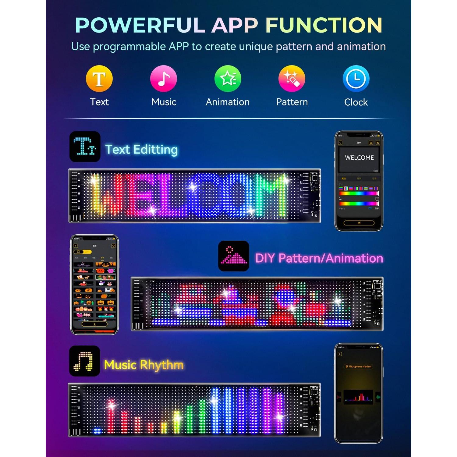 Cartel LED Programable Pak 3.6" x 14.7" Flexible con Control Remoto