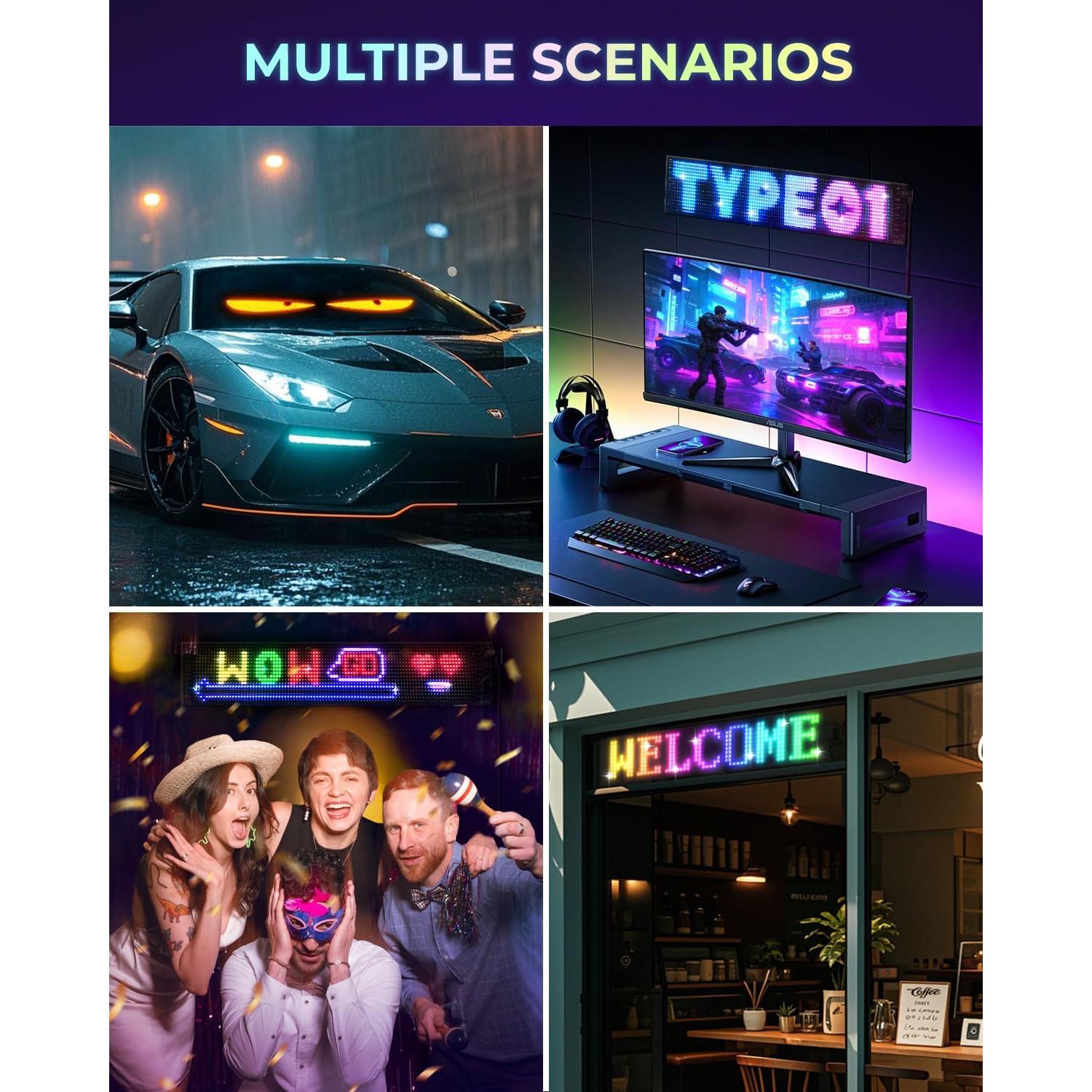 Cartel LED Programable Pak 3.6" x 14.7" Flexible con Control Remoto