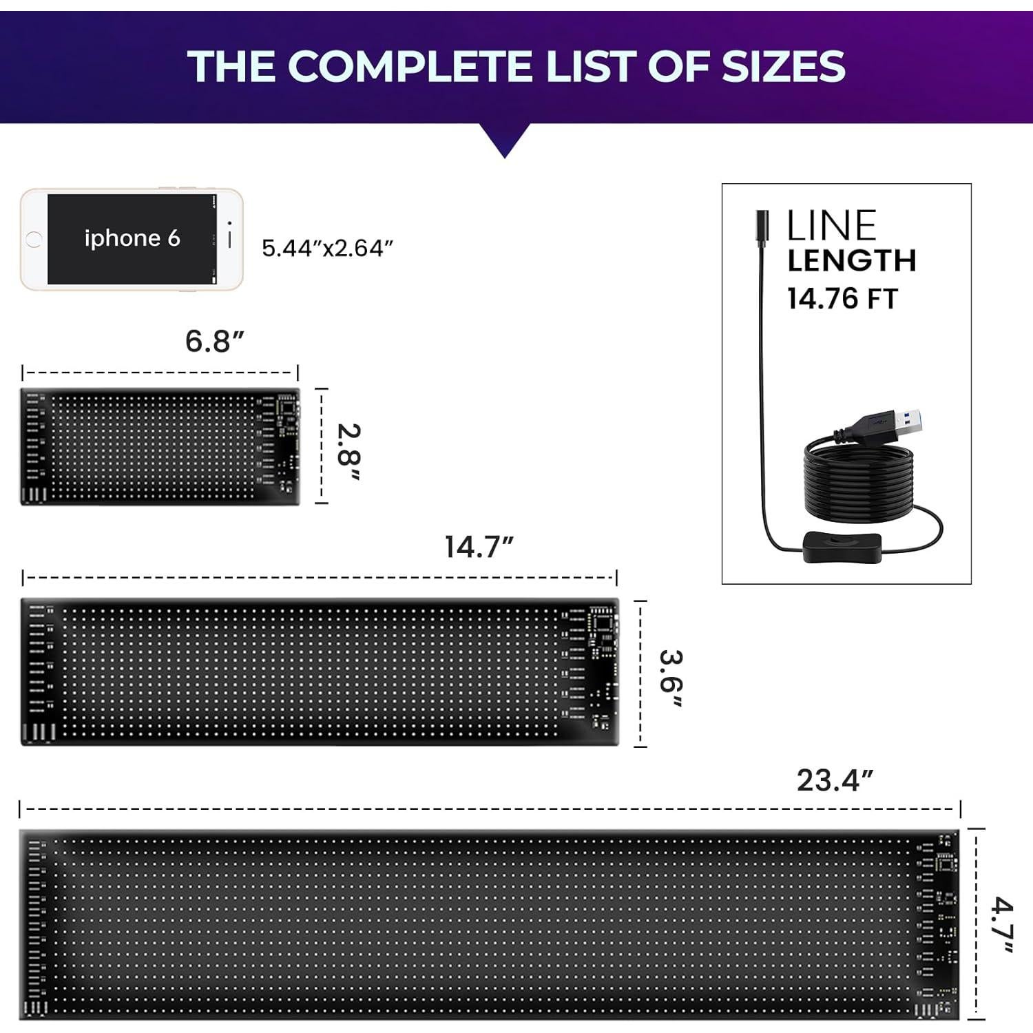 Cartel LED Programable Pak 3.6" x 14.7" Flexible con Control Remoto