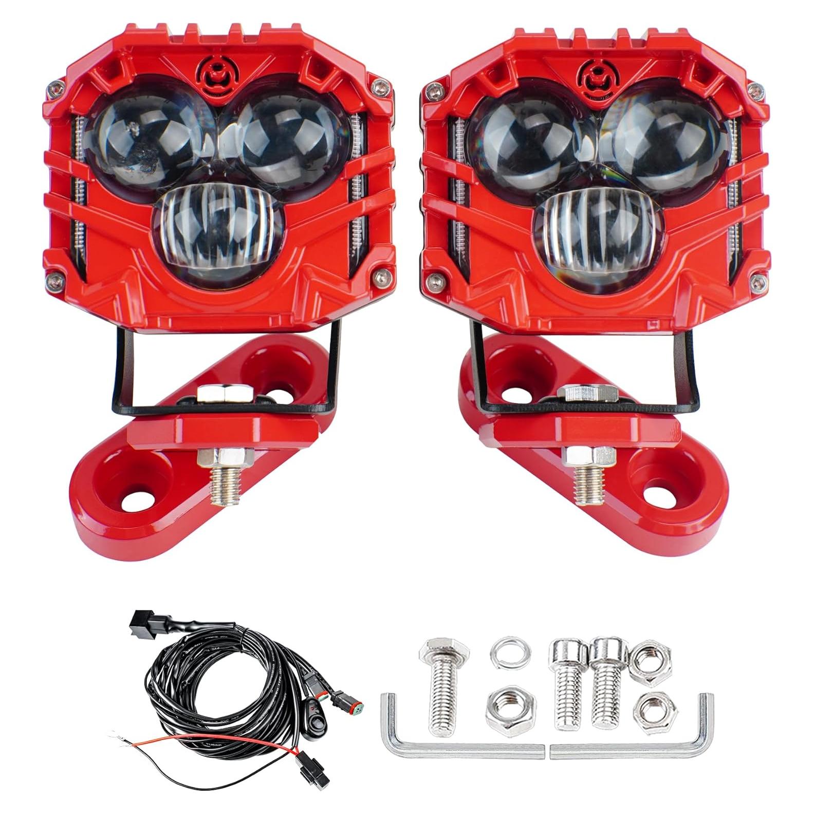 Focos LED 30W 5400LM HENGTUAOTO para Wrangler JK 2Pcs Rojo