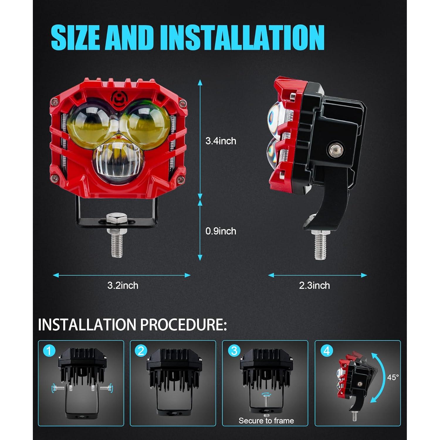 Focos LED 30W 5400LM HENGTUAOTO para Wrangler JK 2Pcs Rojo