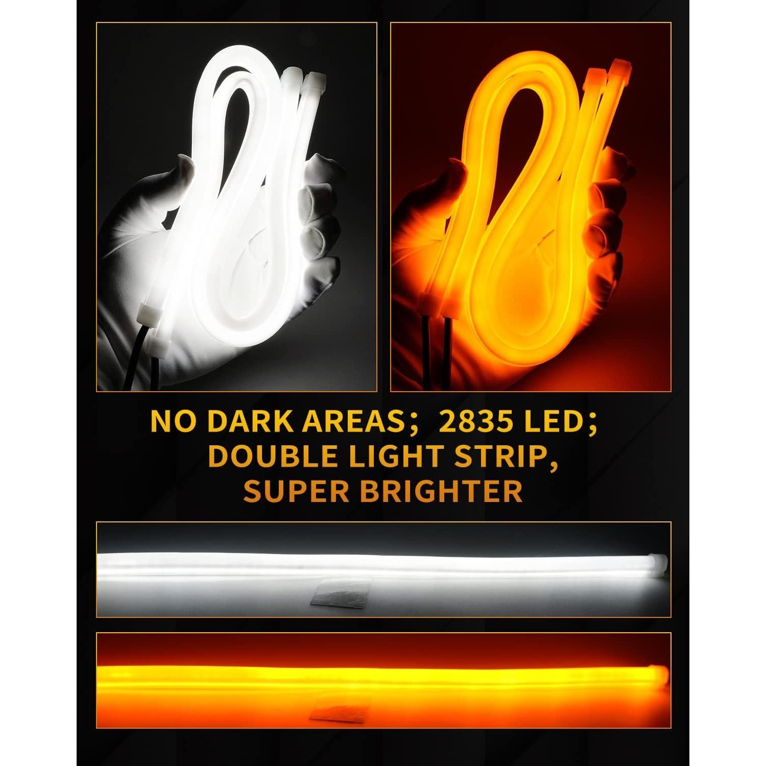 Tira de Luz LED Qasim 45cm Doble Color Ámbar y Blanco 12V