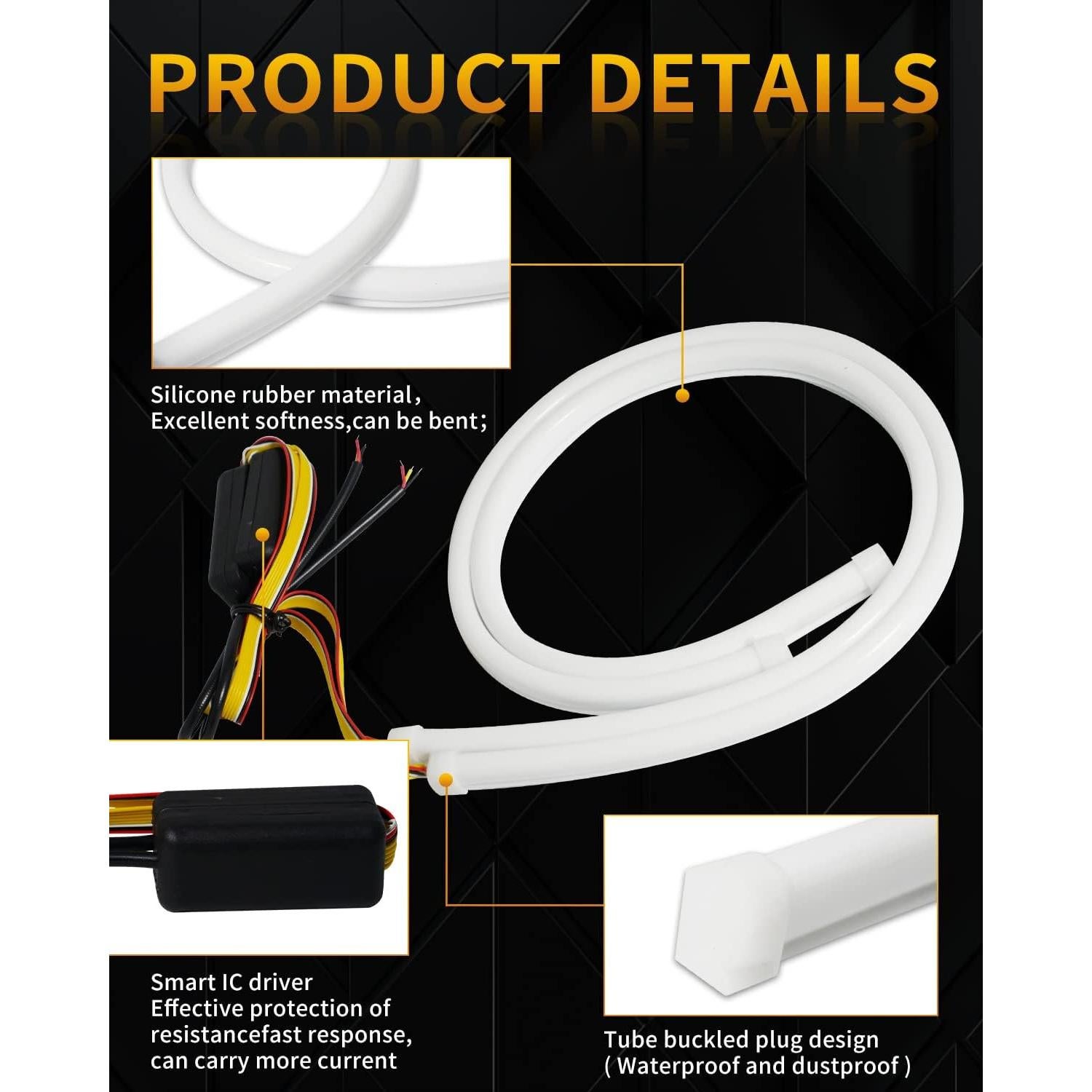 Tira de Luz LED Qasim 45cm Doble Color Ámbar y Blanco 12V