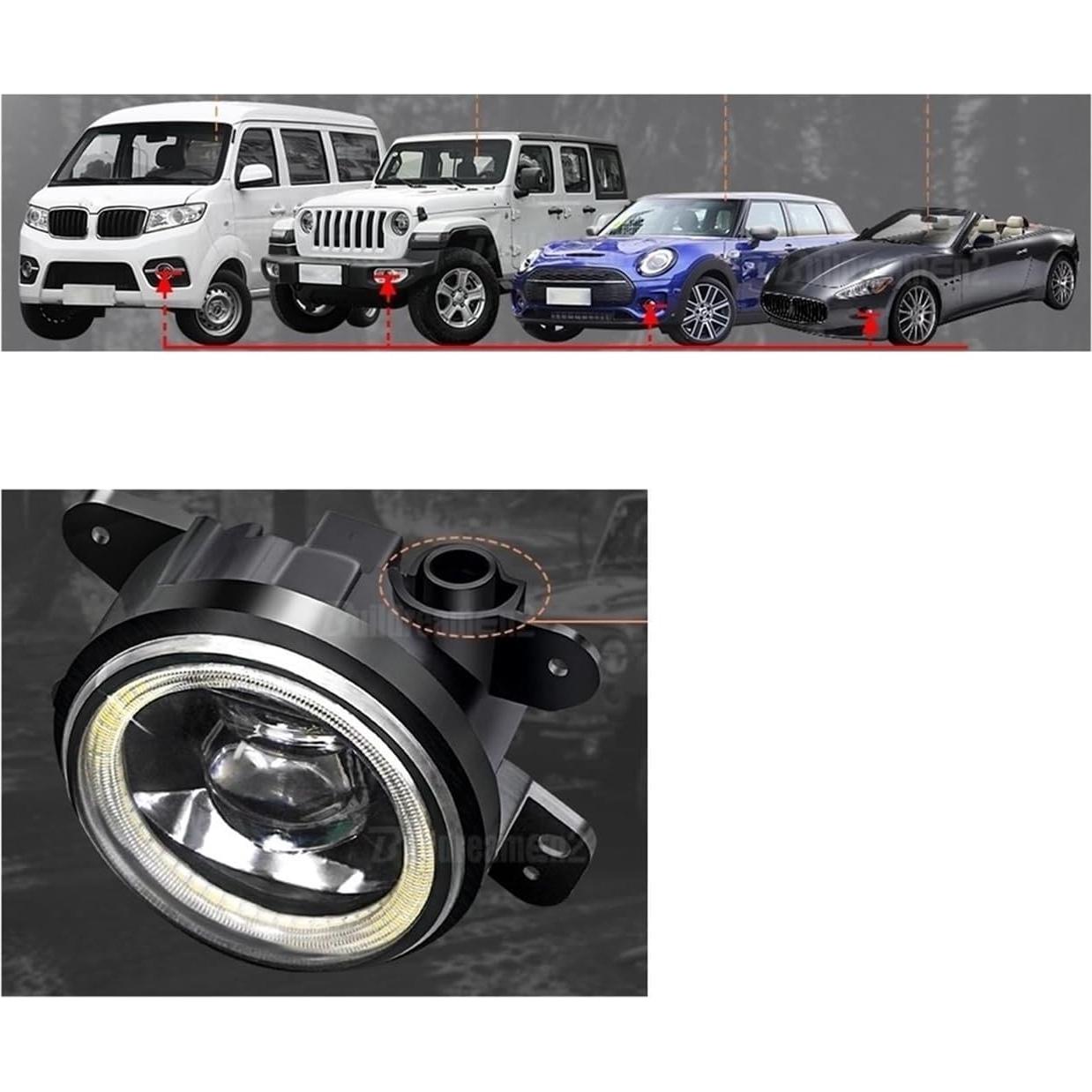 Conjunto de Faro Antiniebla LED Ojo de Ángel ACKHHJNX para Chrysler 300 2005-2010