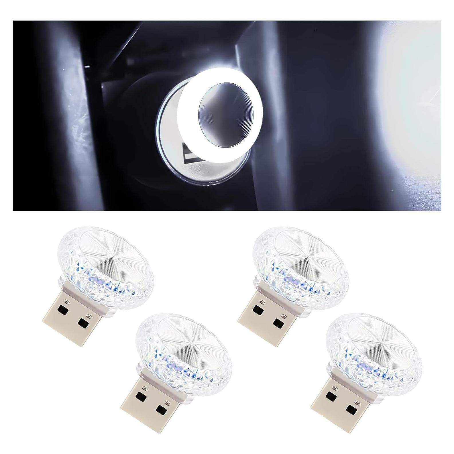 Hovom Lámpara LED de Ambiente Interior de Coche USB 4PCS