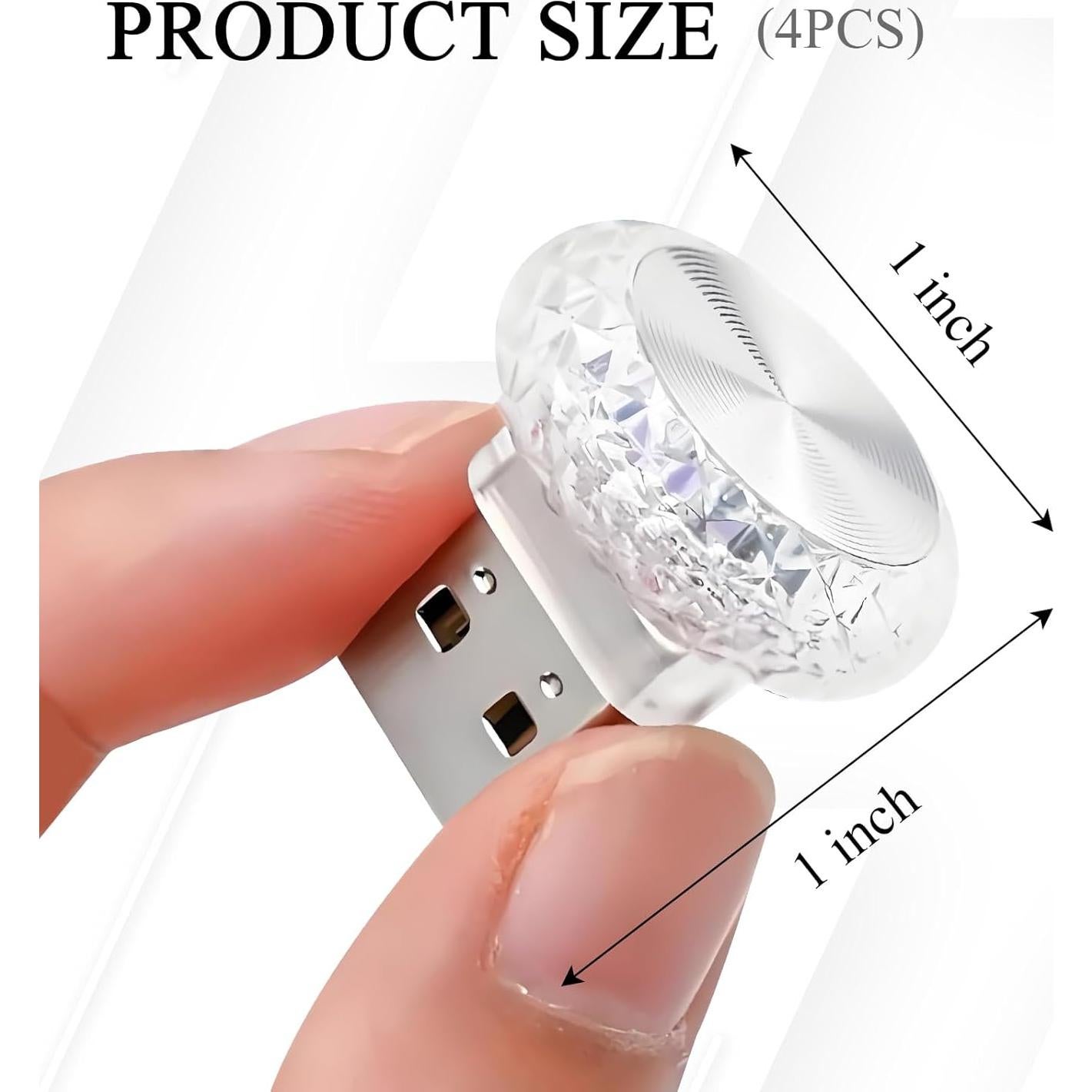 Hovom Lámpara LED de Ambiente Interior de Coche USB 4PCS