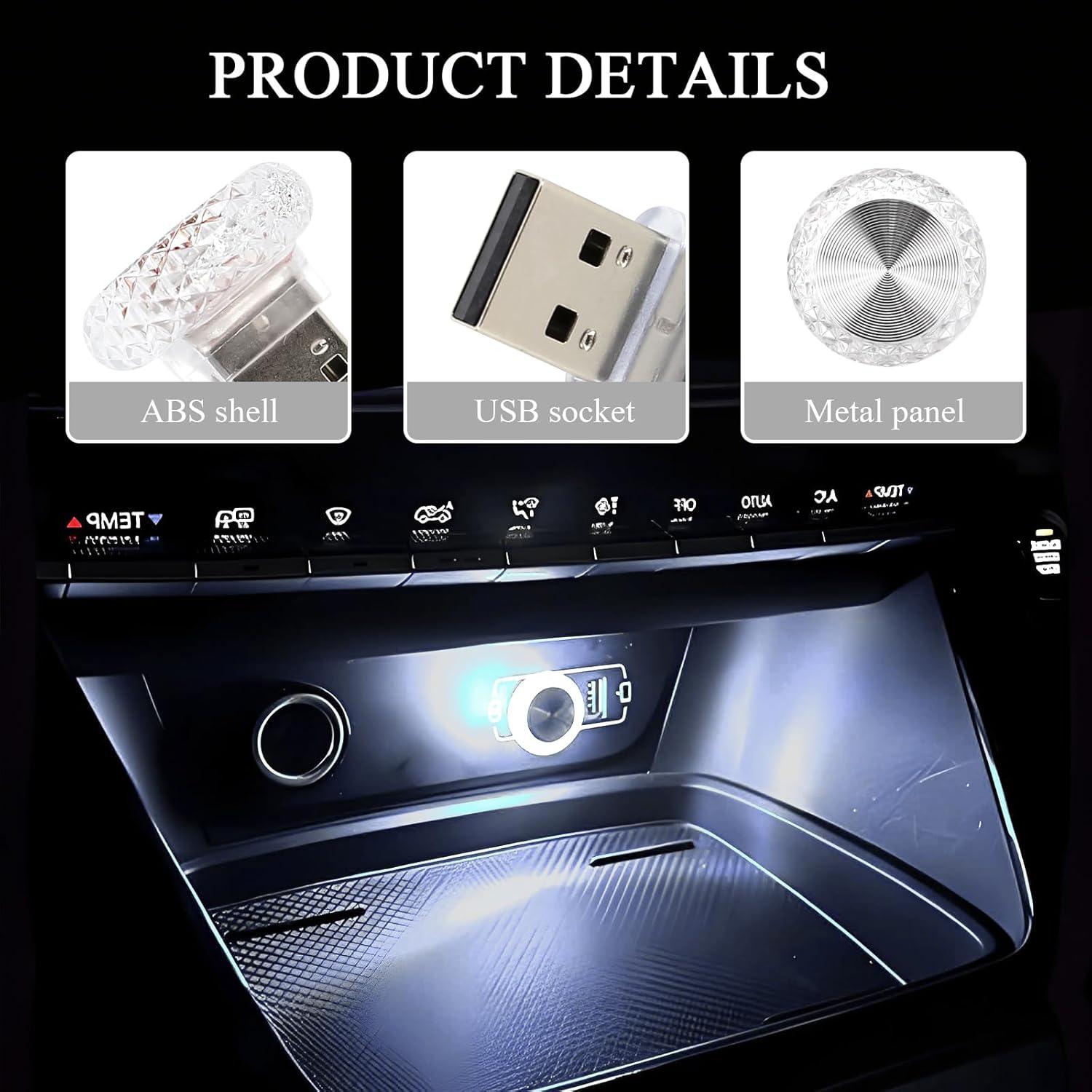 Hovom Lámpara LED de Ambiente Interior de Coche USB 4PCS