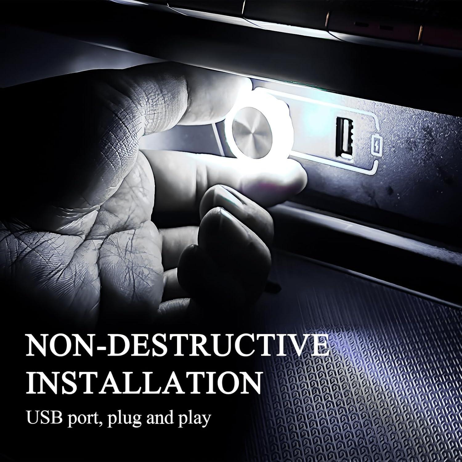 Hovom Lámpara LED de Ambiente Interior de Coche USB 4PCS