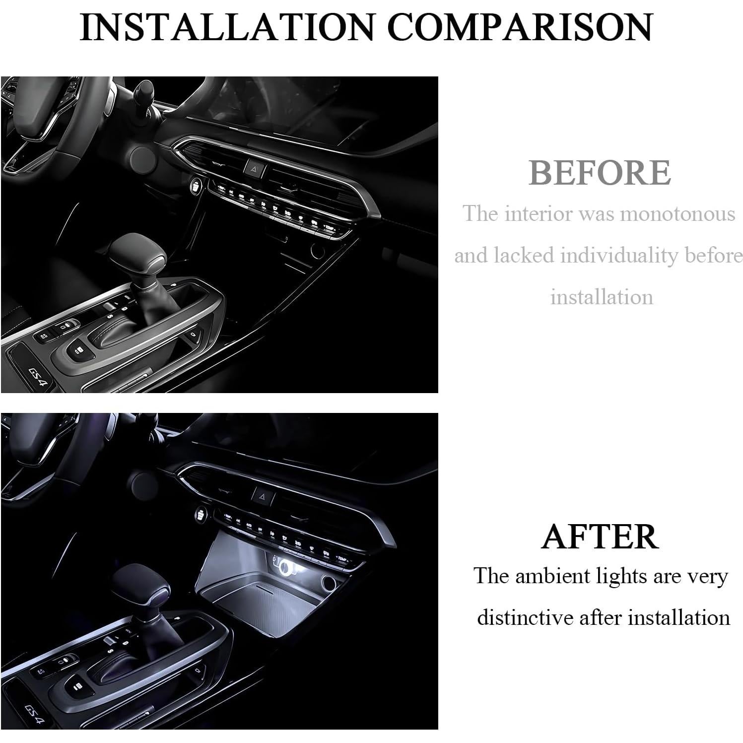 Hovom Lámpara LED de Ambiente Interior de Coche USB 4PCS