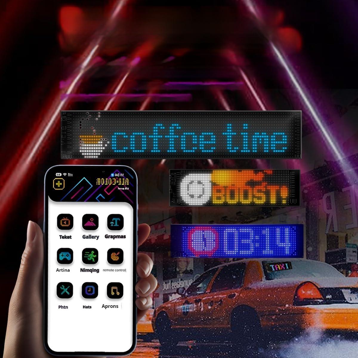 Cartel LED programable CarPanidic 58.4x12.7cm negro