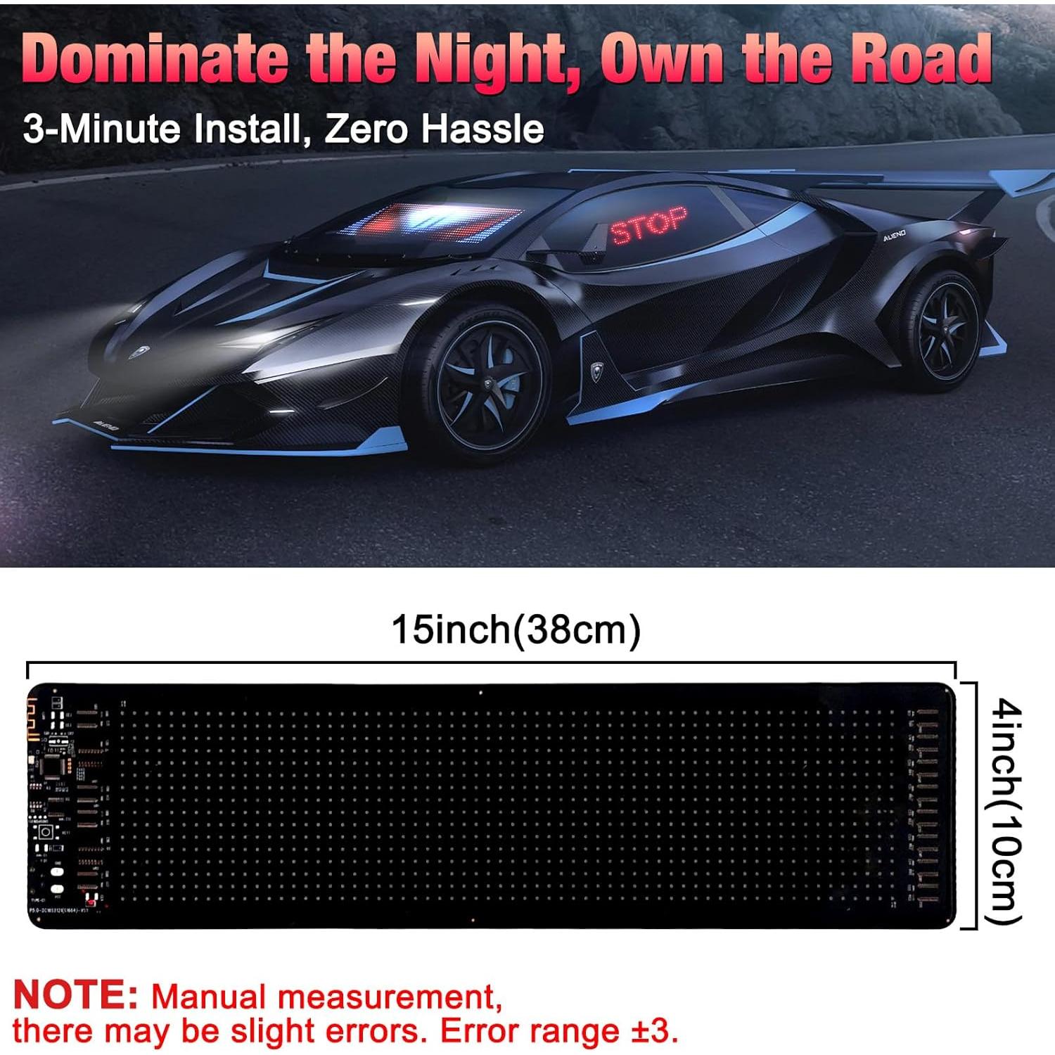 Panel LED RGB Programable YISWHIS 15"x4" para Coche