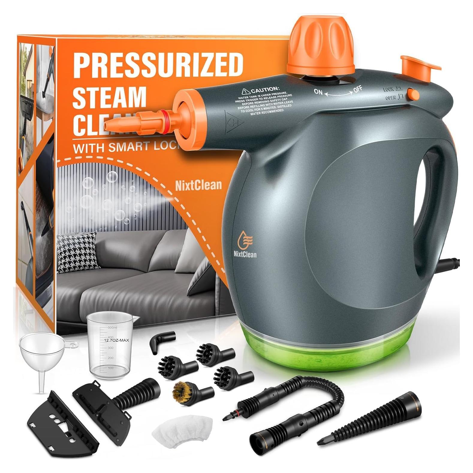 Limpiador de Vapor de Mano NixtClean 1250W 12 en 1 con Detergente