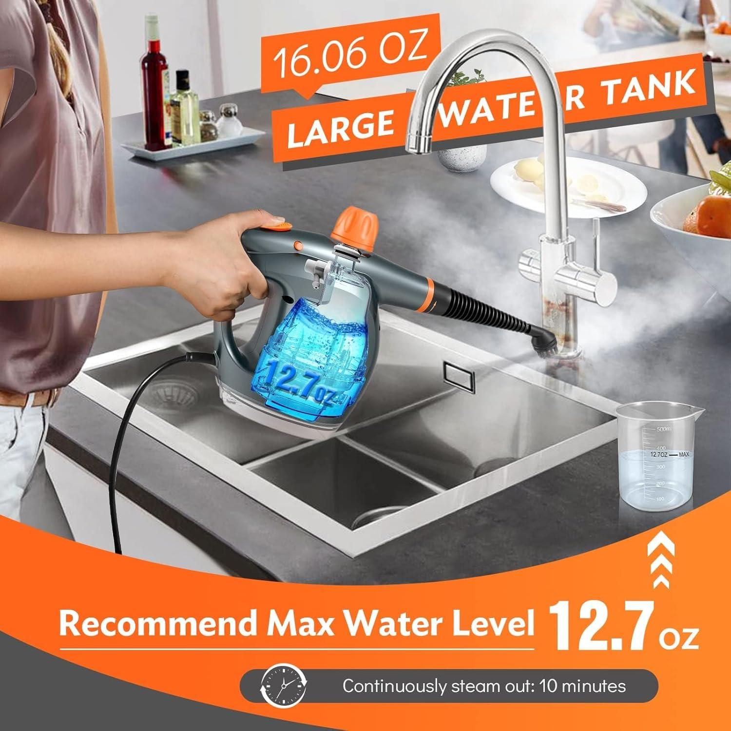 Limpiador de Vapor de Mano NixtClean 1250W 12 en 1 con Detergente