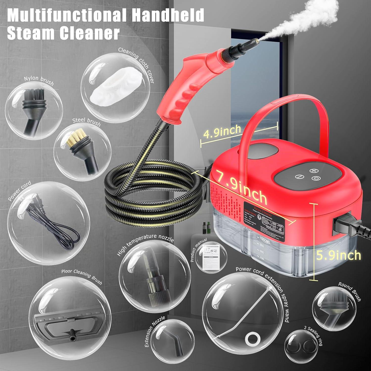 Limpiador de Vapor de Mano Docreate 1100ml 1500W Rojo