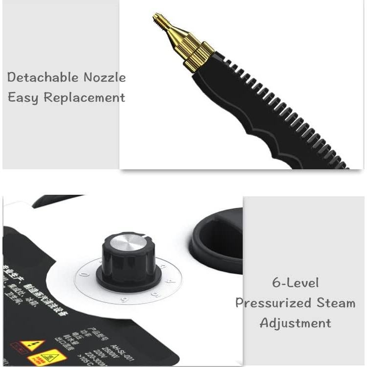 Limpiador a Vapor Lumirio 2500W Mini Mano 1000ml 3 Cepillos