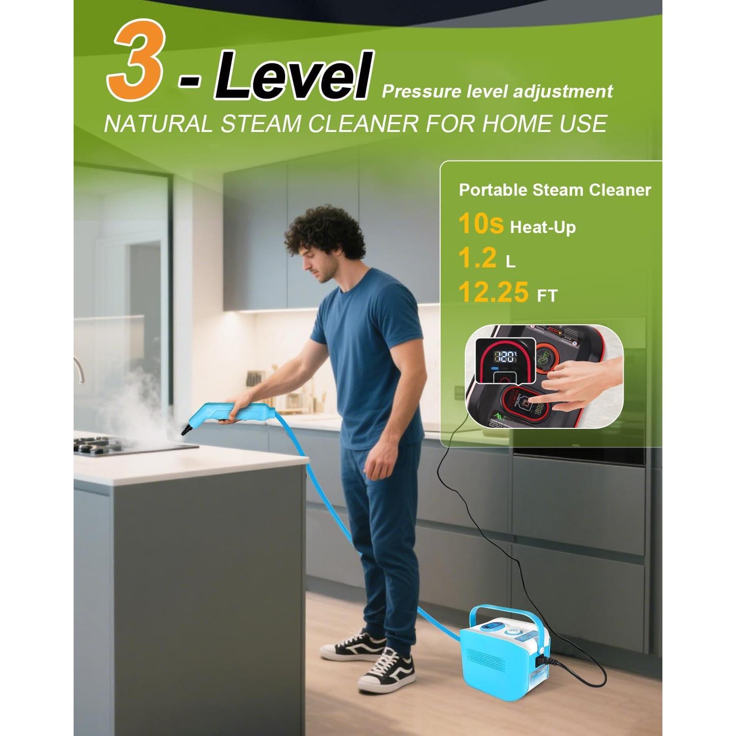 Limpiador de Vapor de Mano DOVERC 1500W 2.1L 4.5BAR Azul