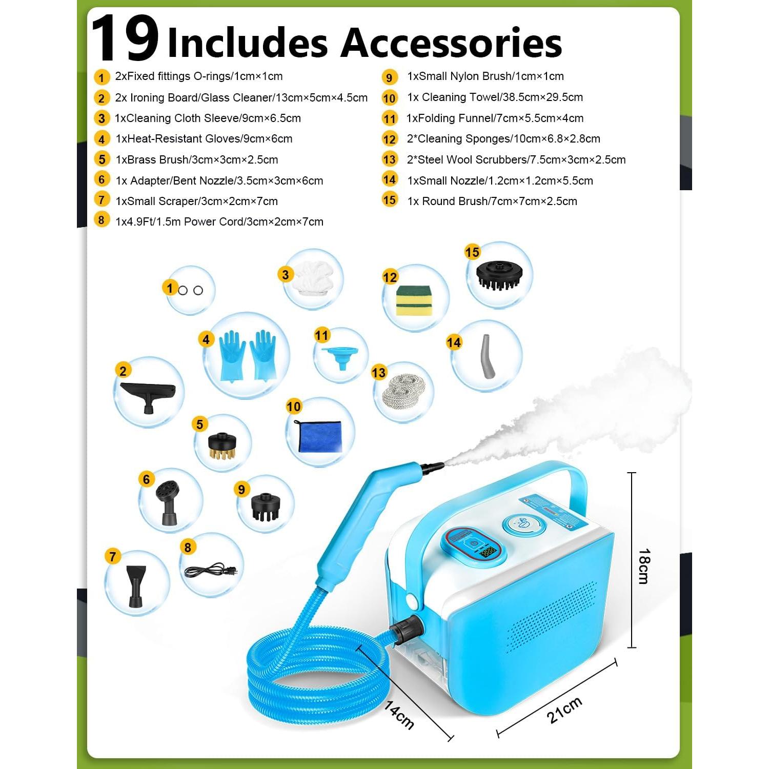 Limpiador de Vapor de Mano DOVERC 1500W 2.1L 4.5BAR Azul