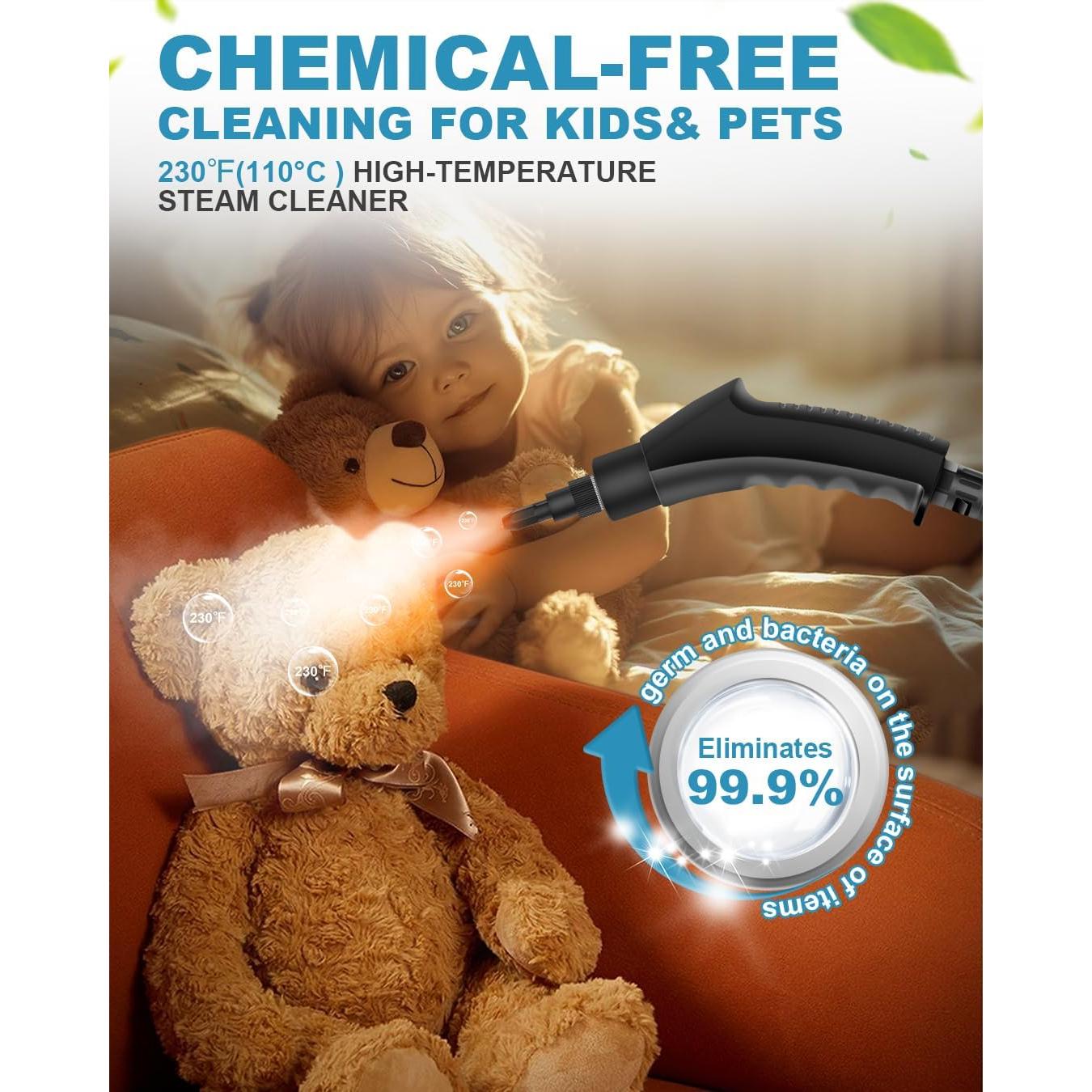 Limpiador de Vapor de Mano Zerpyor 2500W 1.1L 10 Accesorios