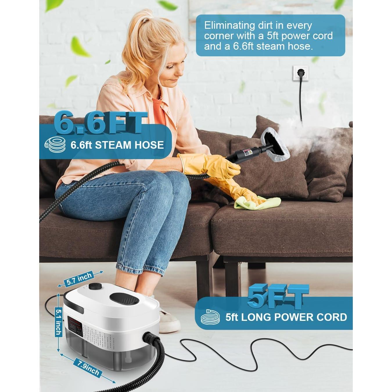 Limpiador de Vapor de Mano Zerpyor 2500W 1.1L 10 Accesorios