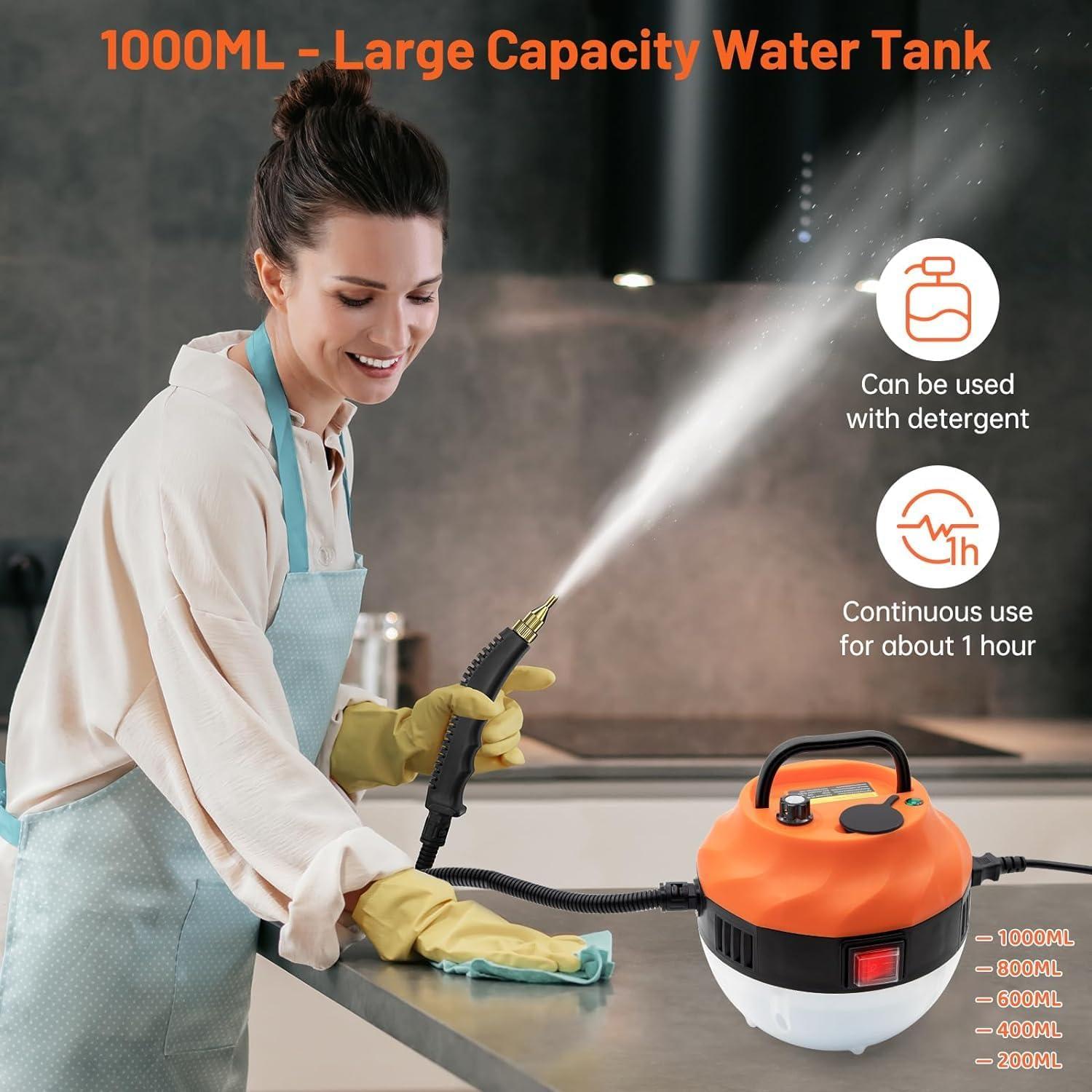 Limpiador de Vapor Hombasing 2500W 1L Alta Presión Naranja