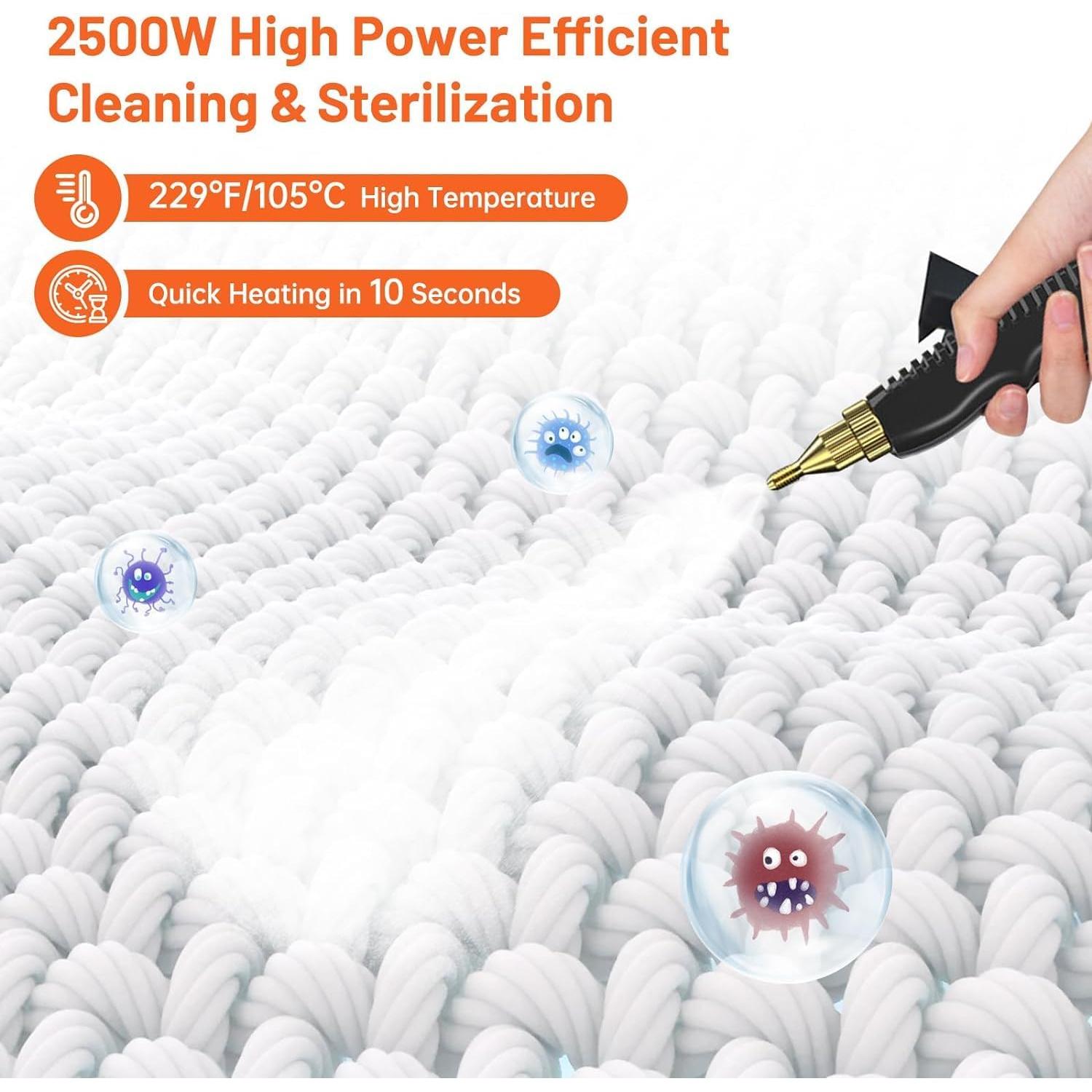 Limpiador de Vapor Hombasing 2500W 1L Alta Presión Naranja