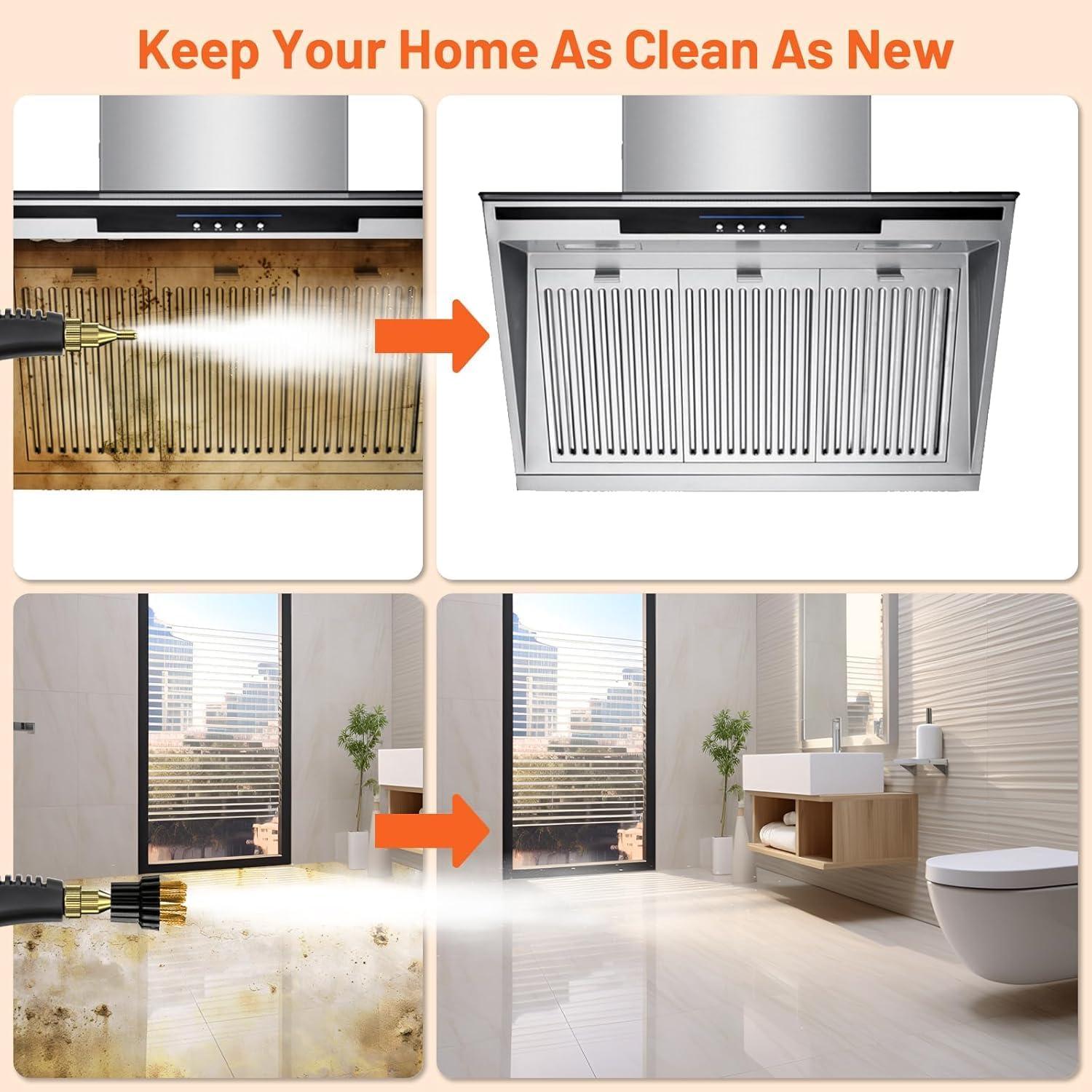 Limpiador de Vapor Hombasing 2500W 1L Alta Presión Naranja