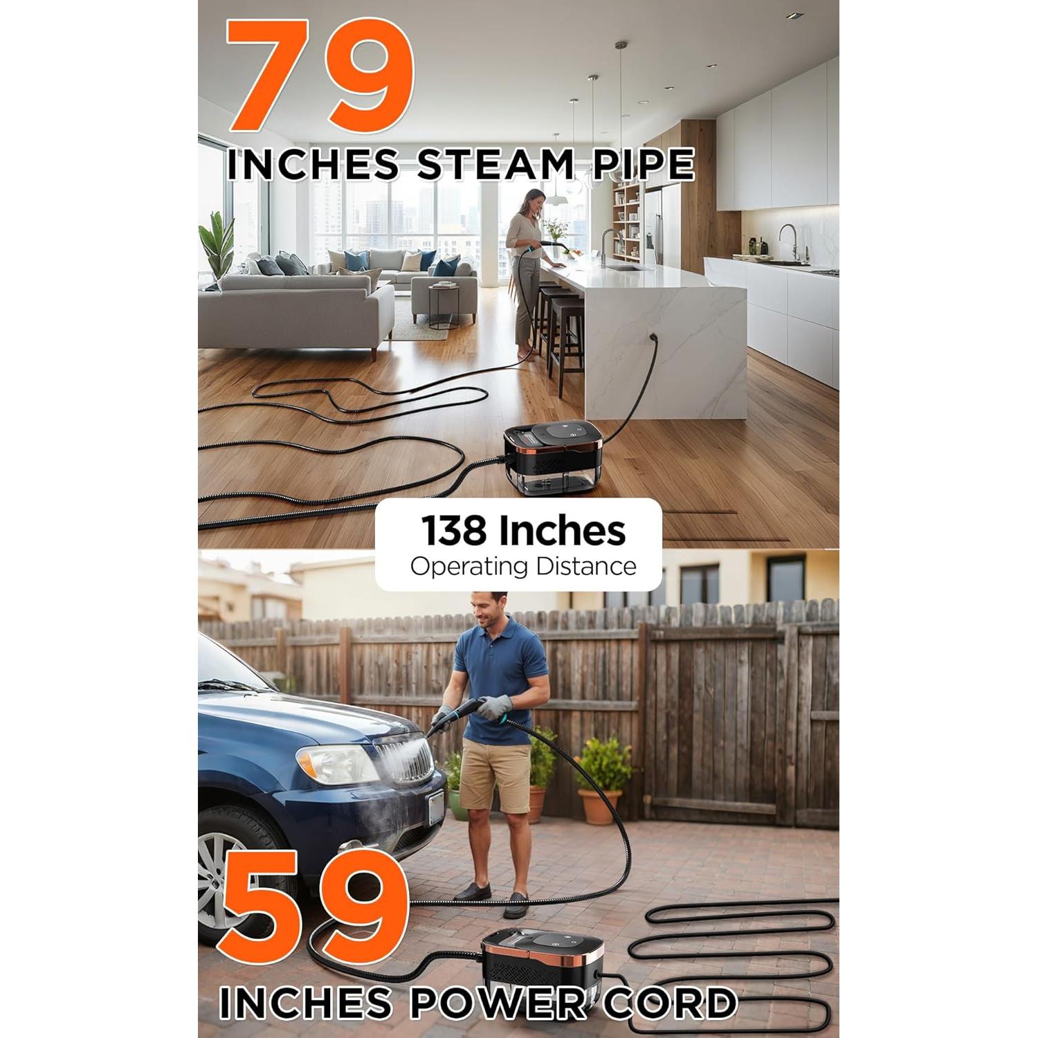 Limpiador a Vapor BietrunPro LEST-C2, 1500W, 1.27L, 6 Niveles