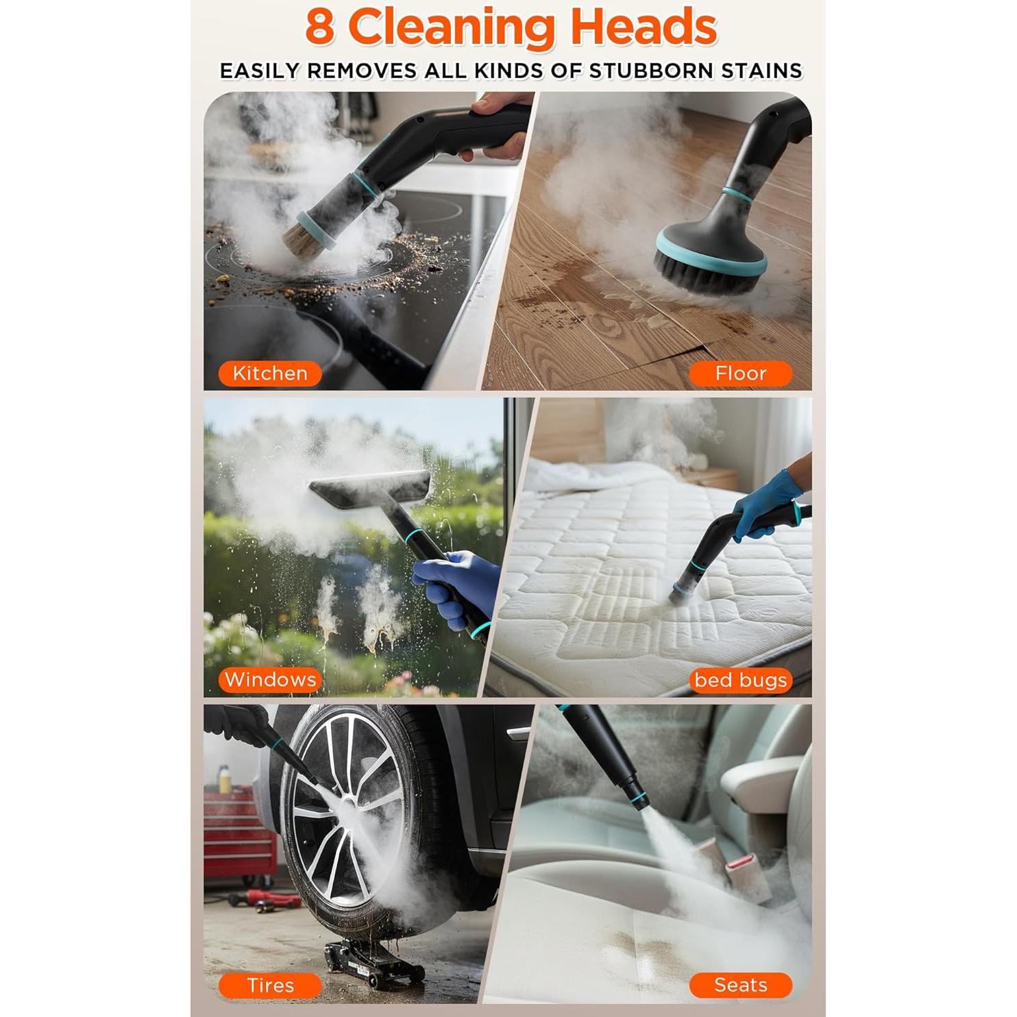 Limpiador a Vapor BietrunPro LEST-C2, 1500W, 1.27L, 6 Niveles