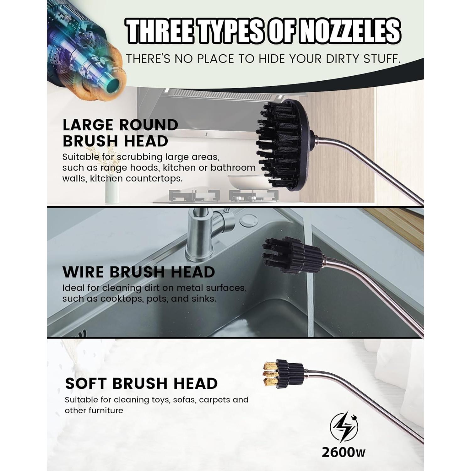 Limpiador de Vapor Portátil FoundGo ST03 1700W 115°C Negro