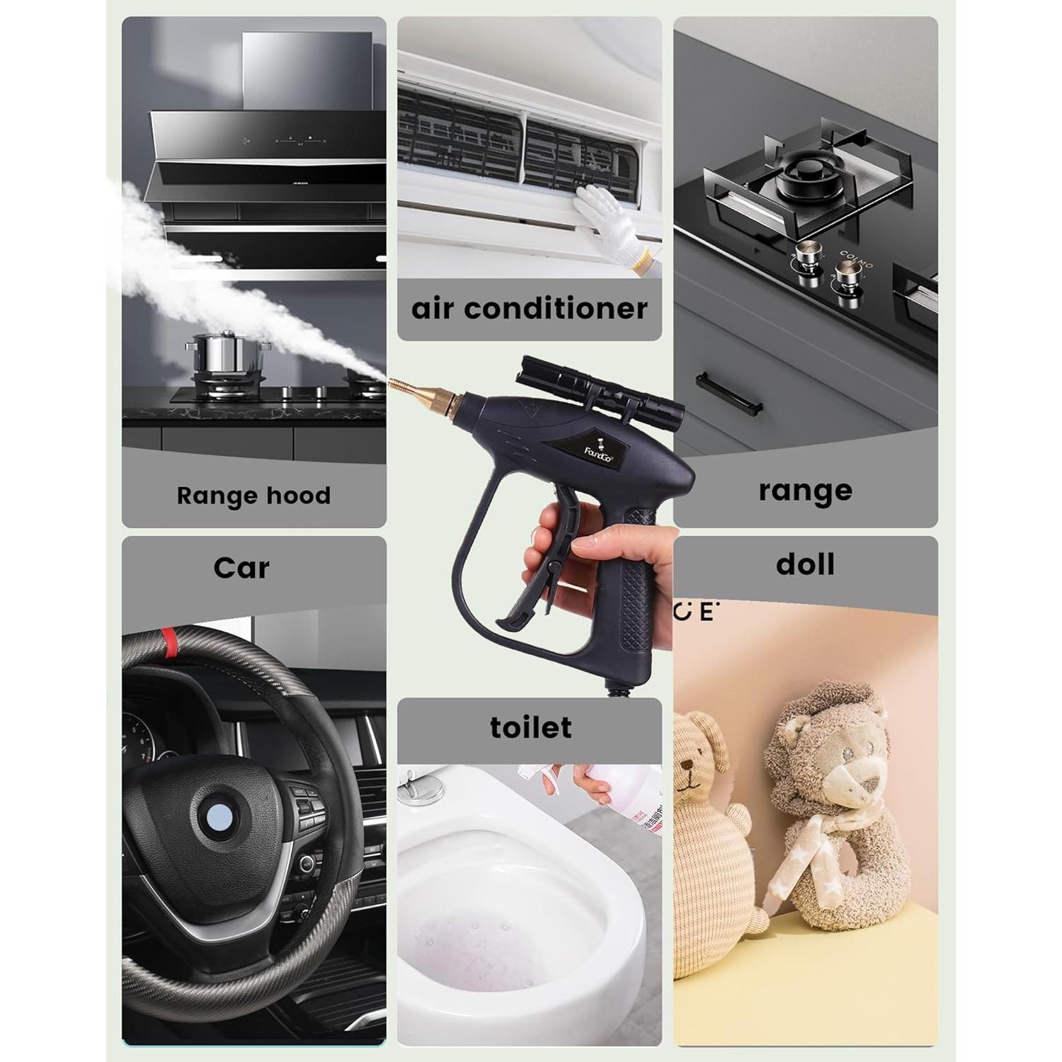 Limpiador de Vapor Portátil FoundGo ST03 1700W 115°C Negro