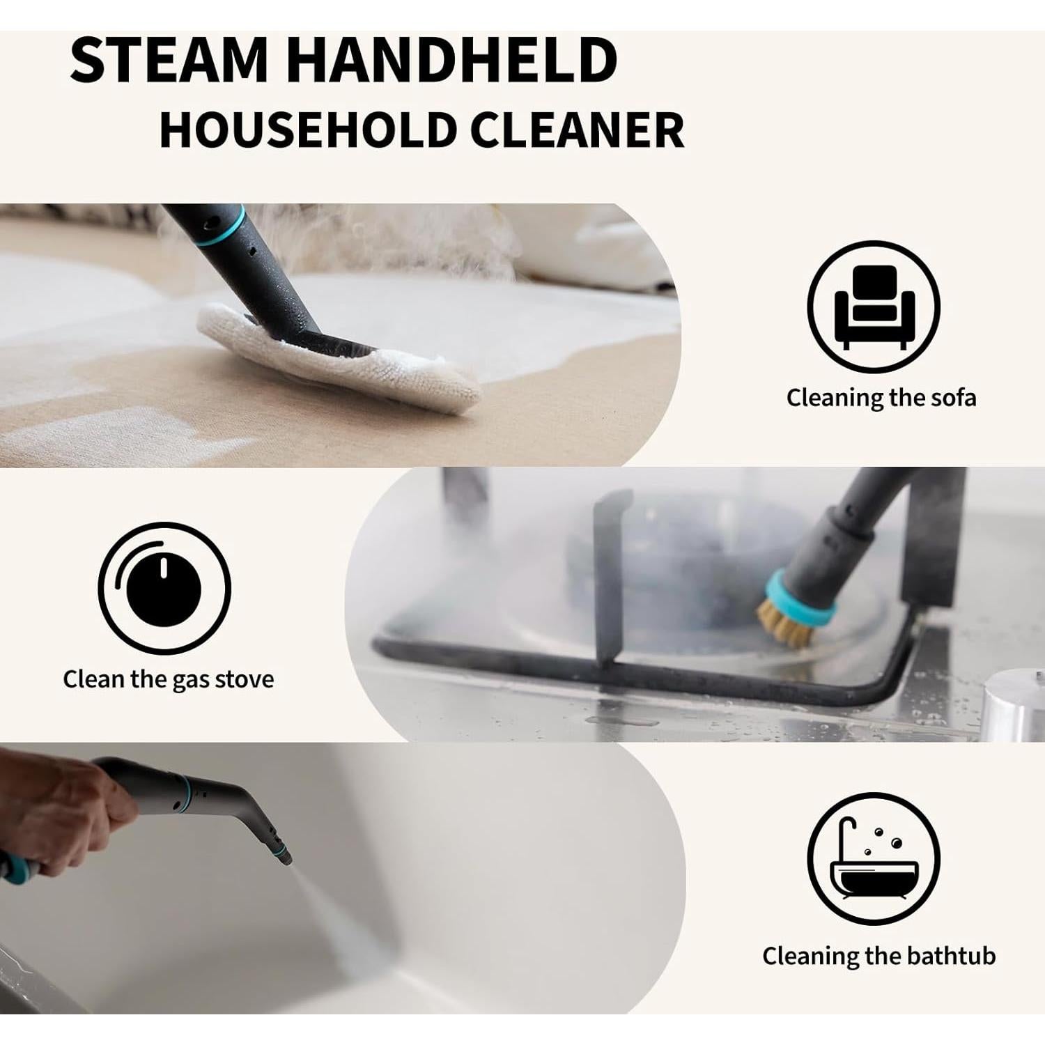 Limpiador de Vapor Portátil Heapsion 4Bar 1.25L 1500W