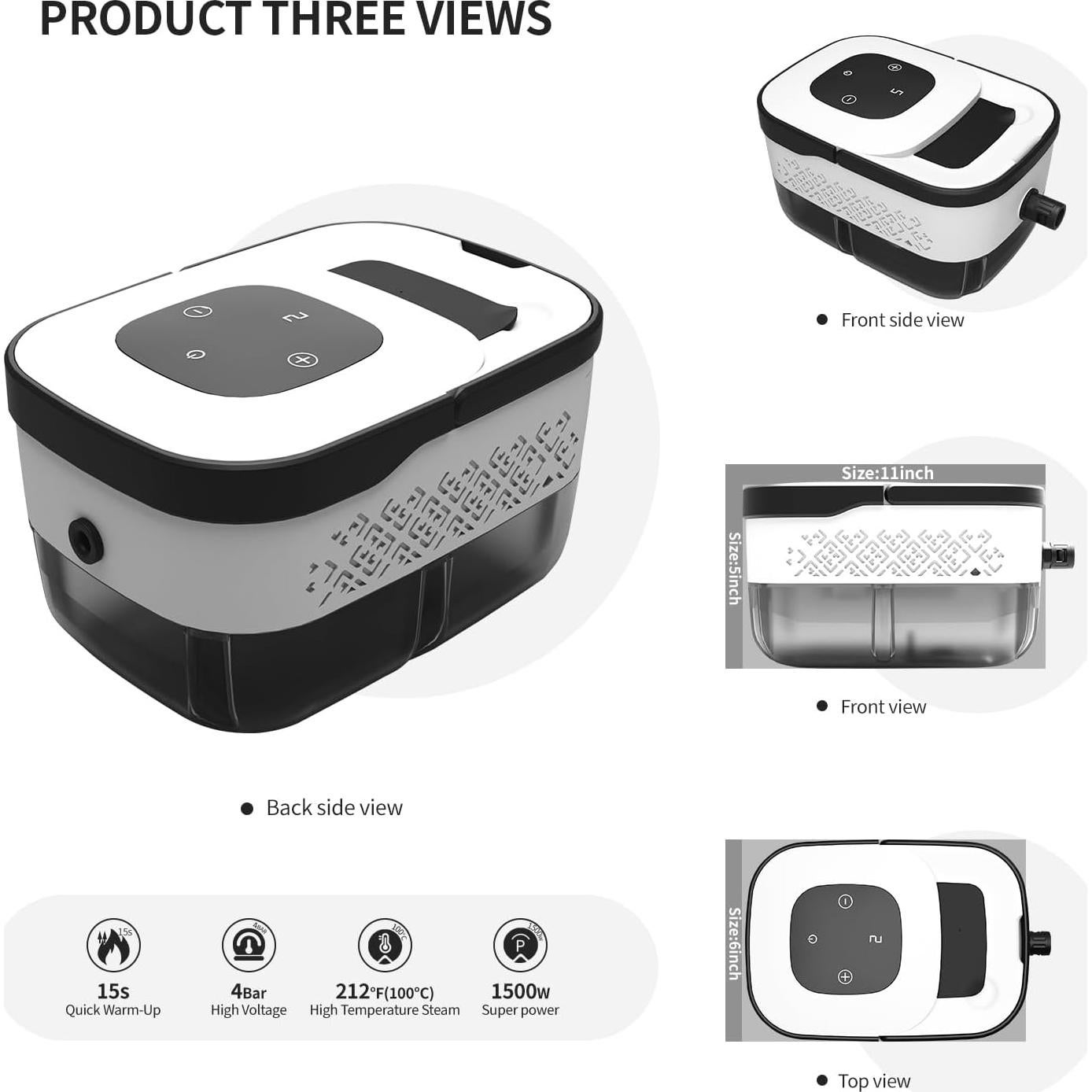 Limpiador de Vapor Portátil Heapsion 4Bar 1.25L 1500W