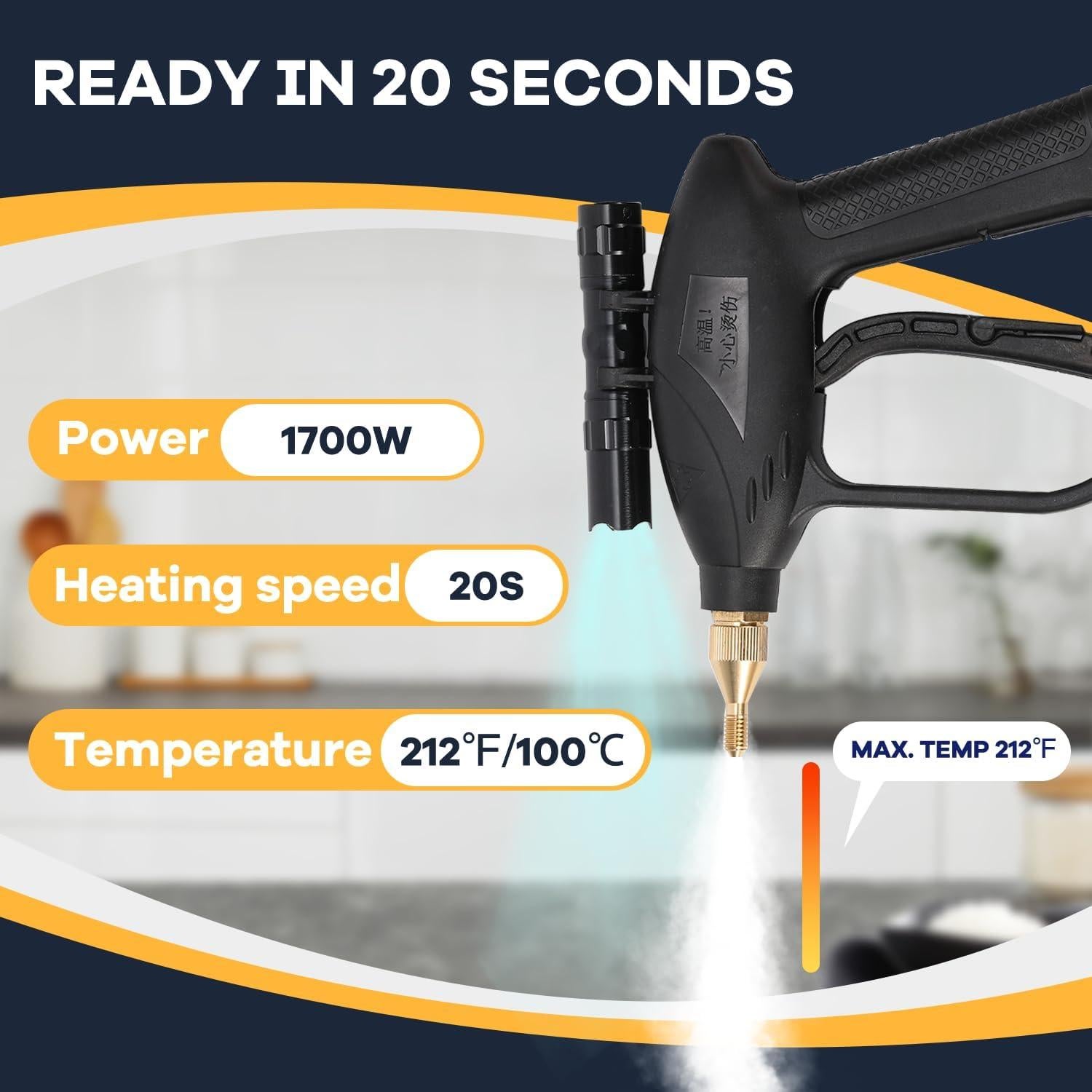 Limpiador de Vapor Moongiantgo 1700W Portátil Sin Tanque