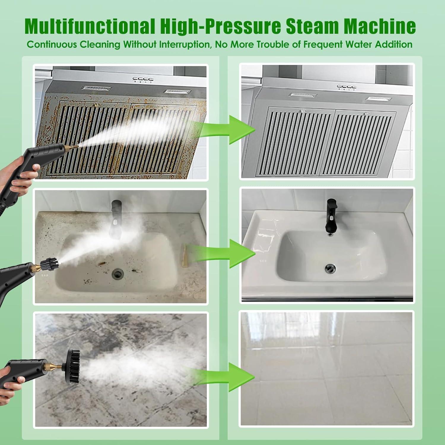 Limpiador a vapor Hombasing 2200W 1.2L 8 en 1 portátil