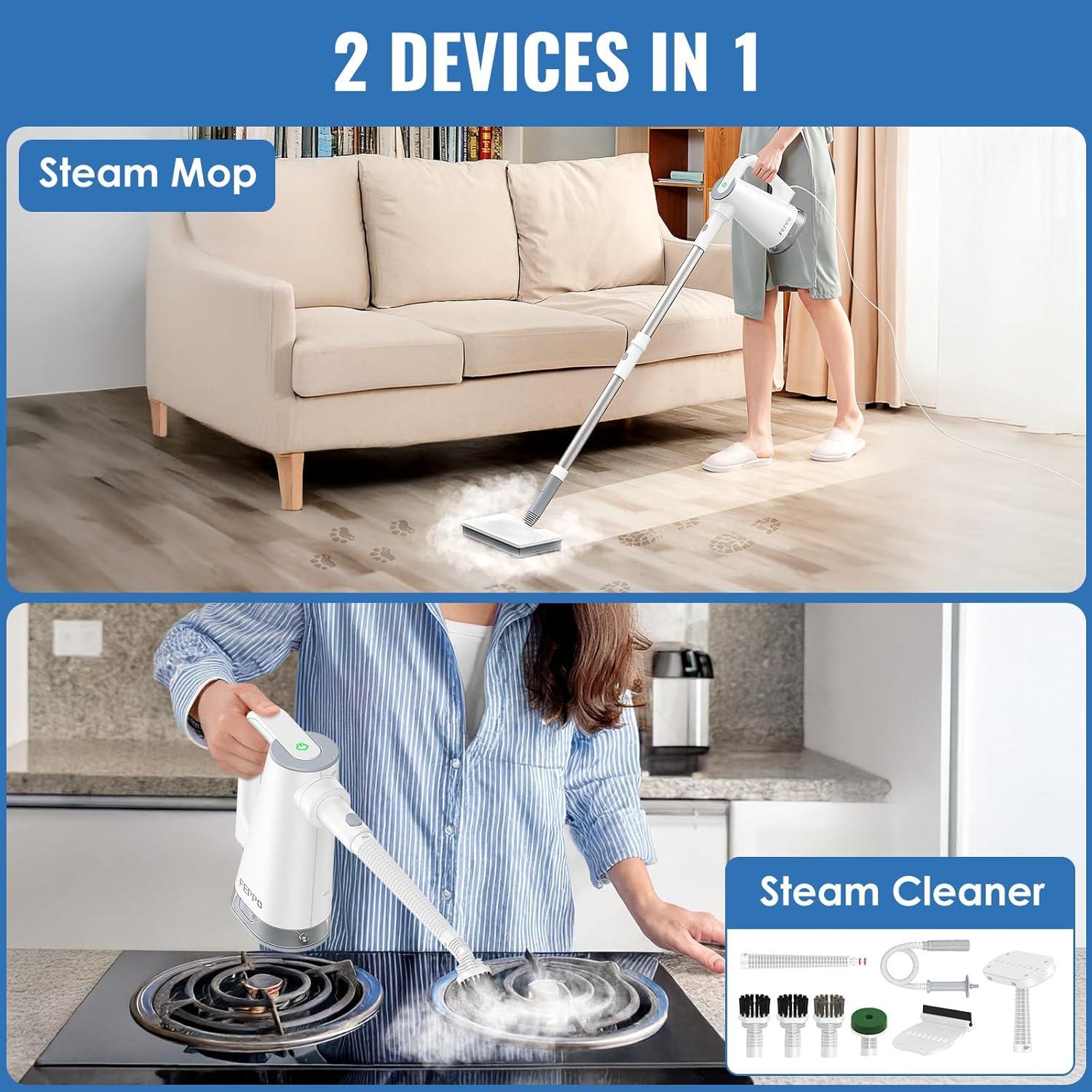 Mop de Vapor FEPPO FP01 1300W 10 en 1 para Limpieza del Hogar