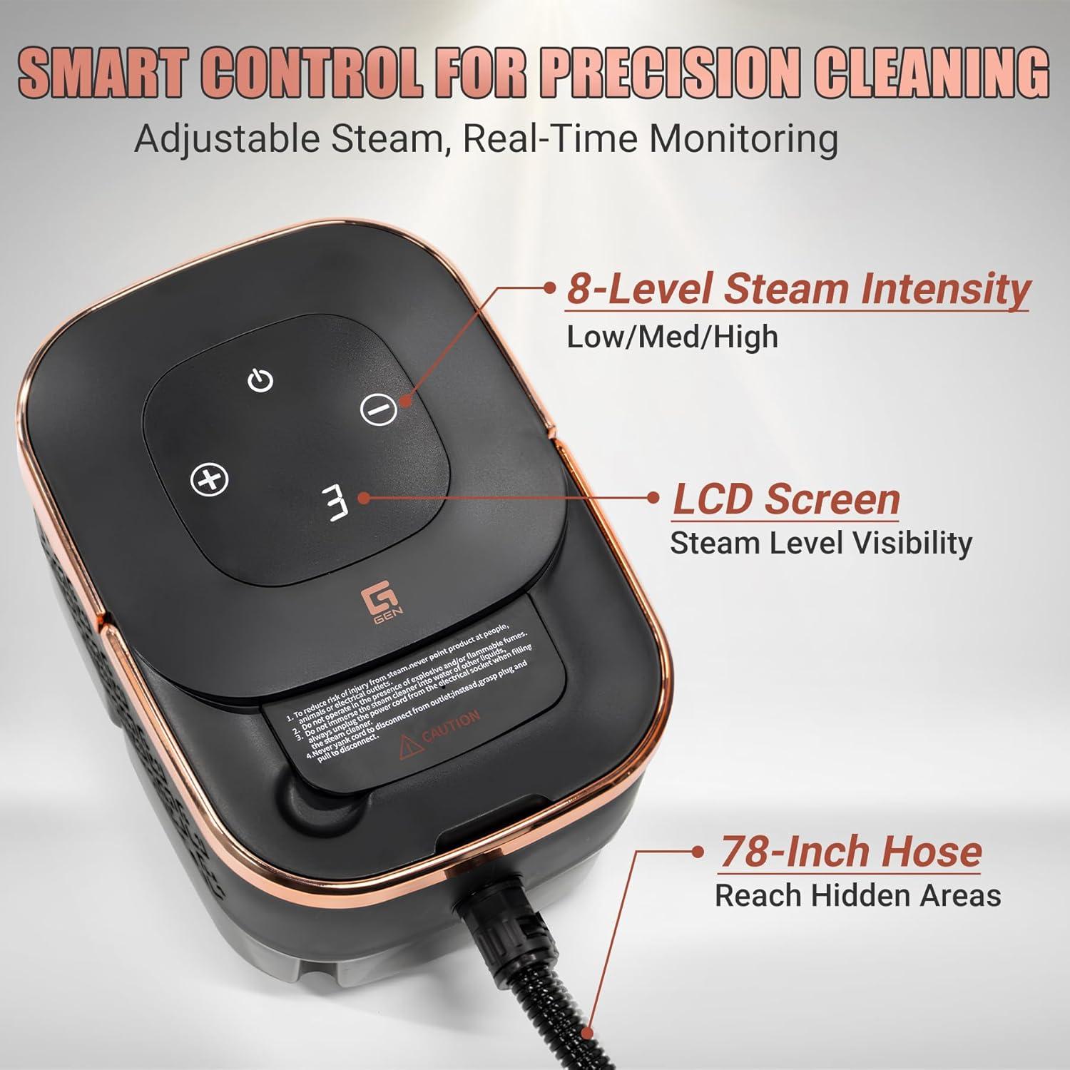 Limpiador de Vapor de Mano Genciomke 2500W 1.27L 10 Accesorios