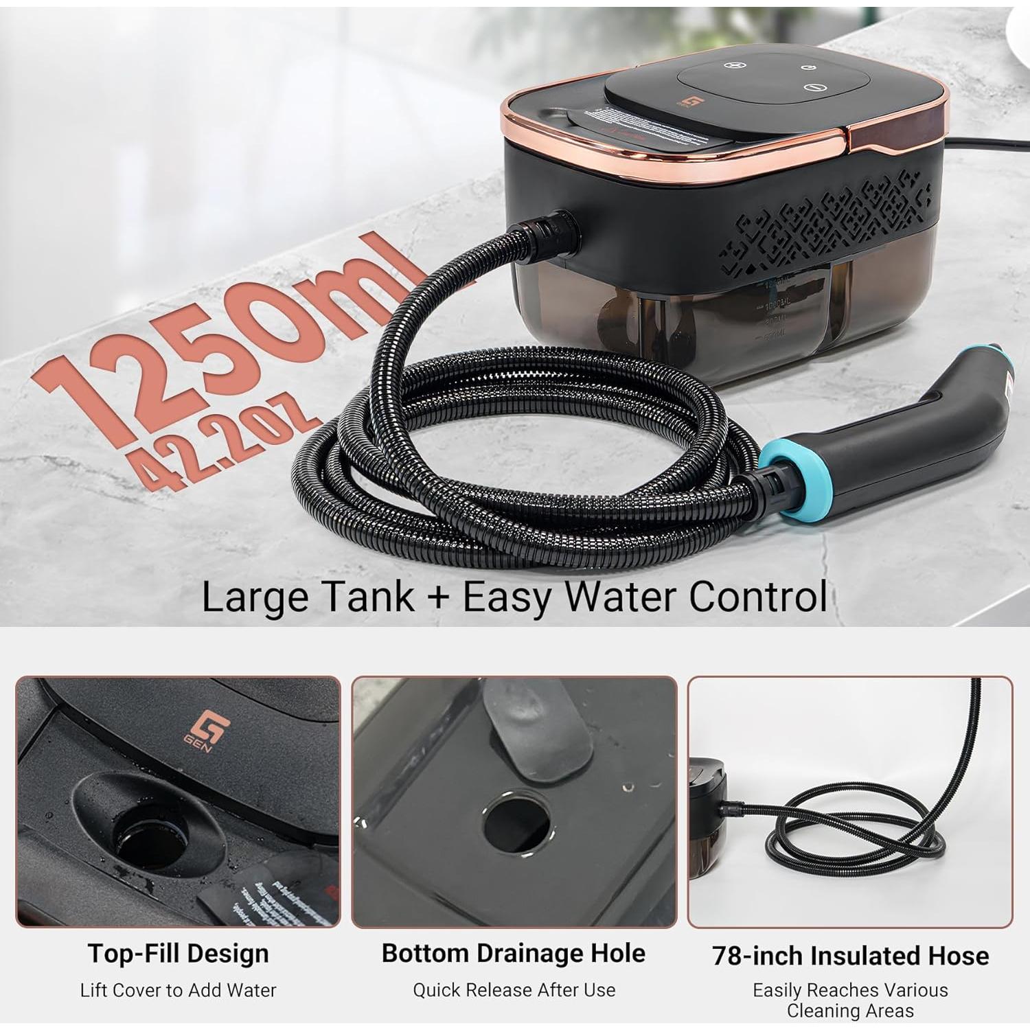 Limpiador de Vapor de Mano Genciomke 2500W 1.27L 10 Accesorios