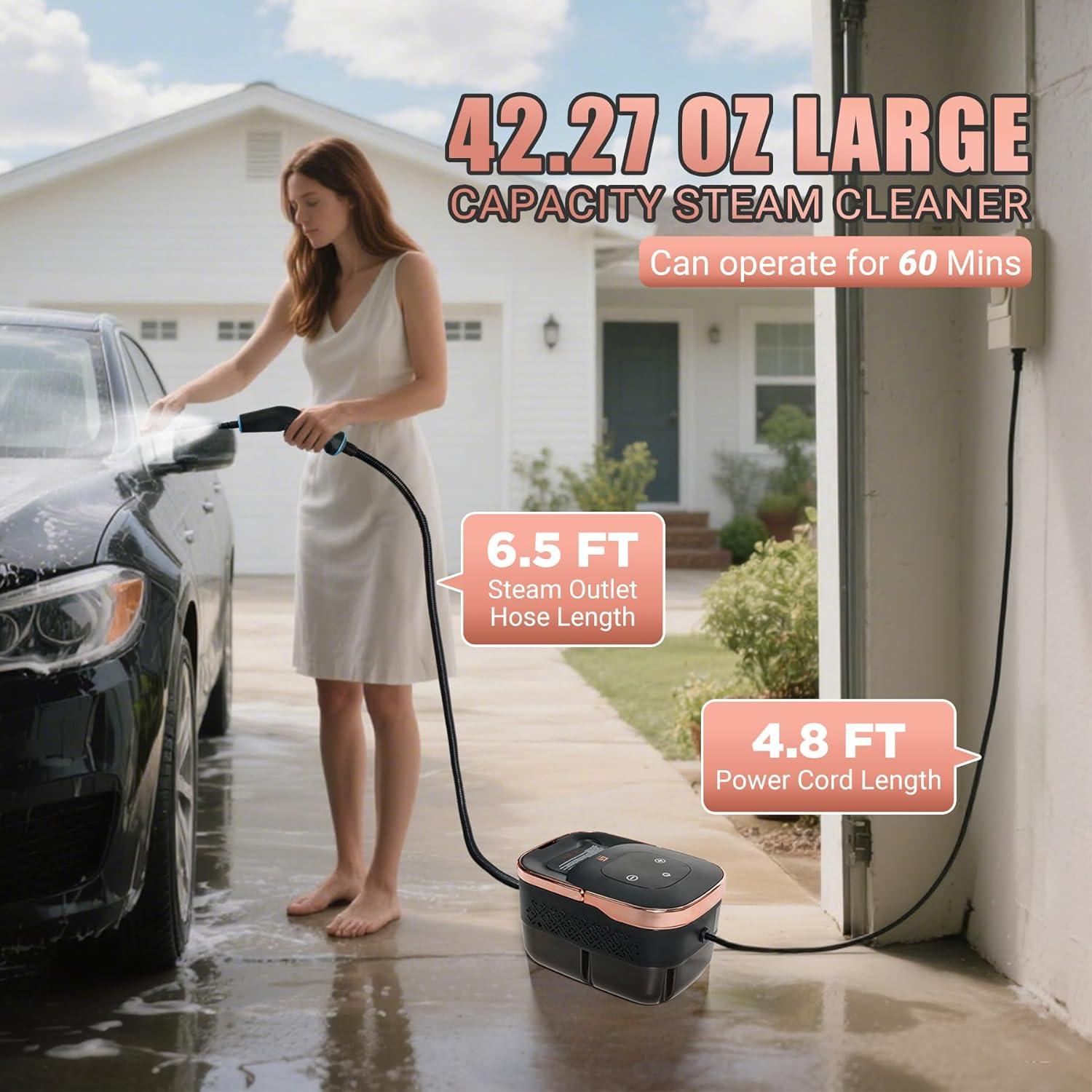 Limpiador de Vapor de Mano Genciomke 2500W 1.27L 10 Accesorios