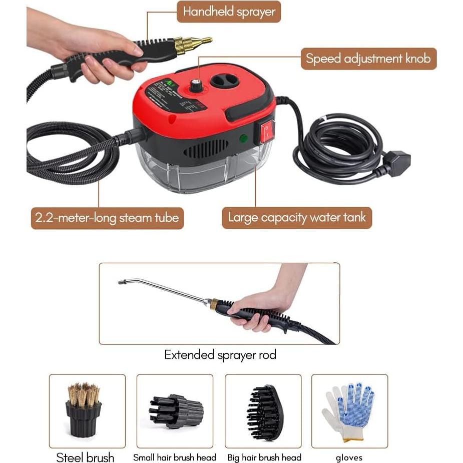 Limpiador a Vapor Decdeal 2500W Portátil 2L para Hogar