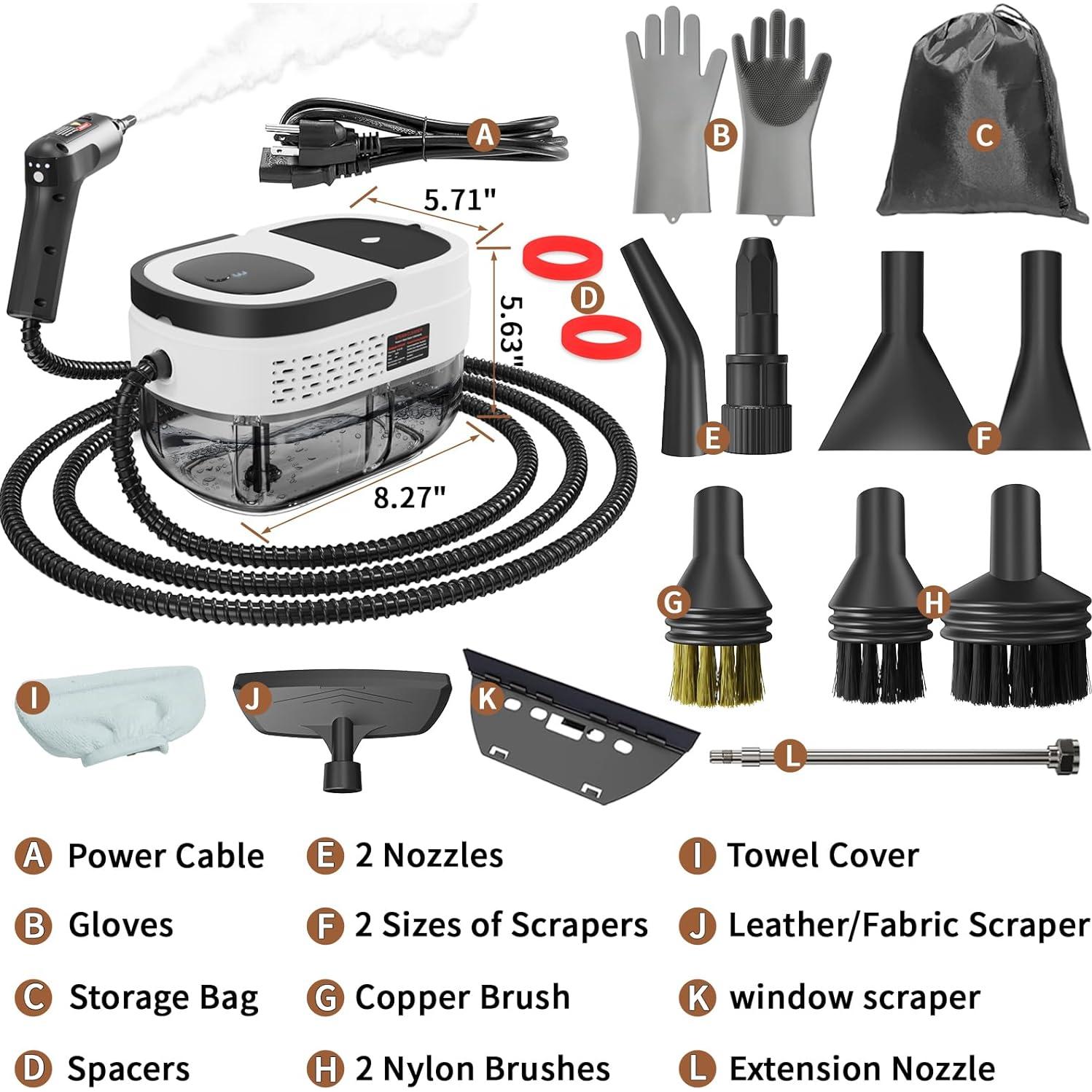 Limpiador de Vapor de Mano Gribouillage 2500W 1.6L Blanco