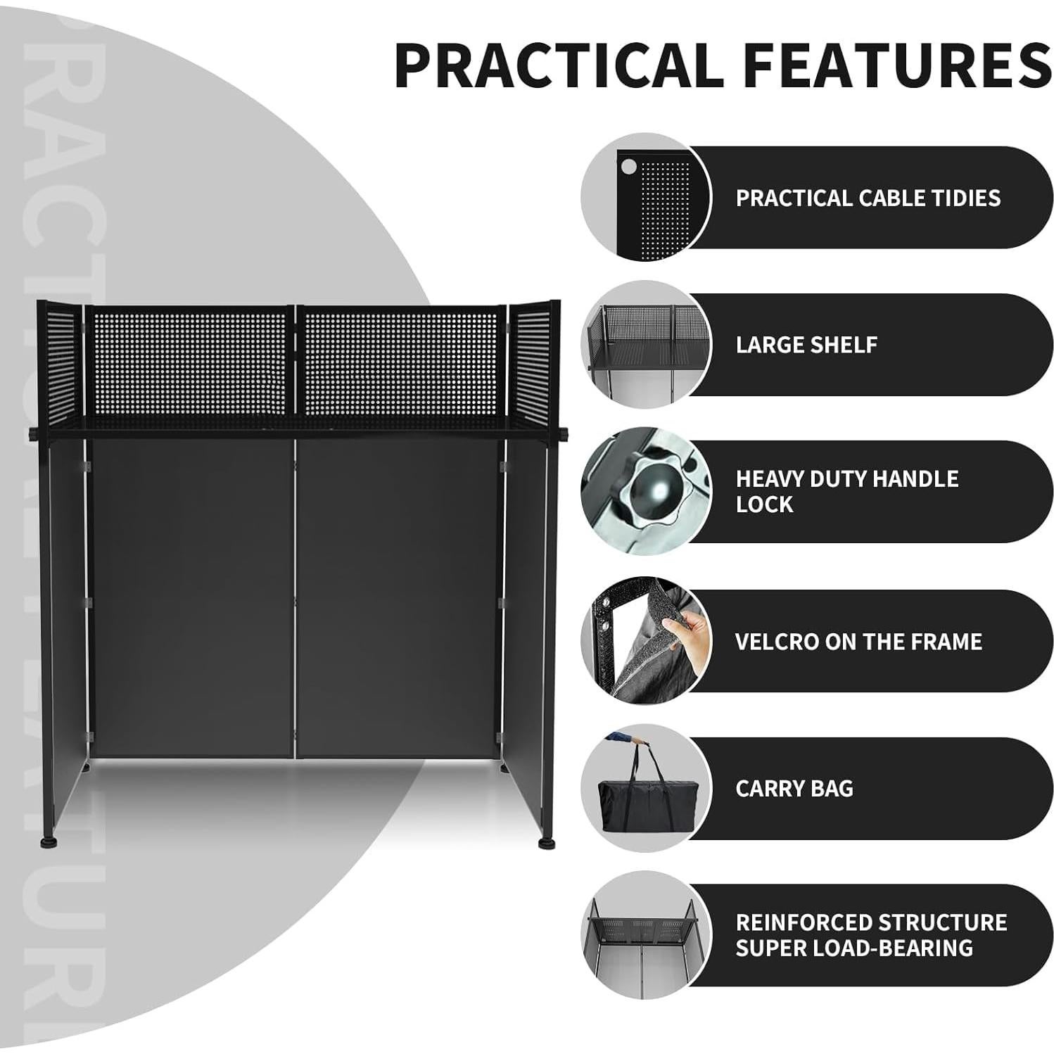Cabina DJ Portátil Facade Chamss - Mesa Negra 101.6x50.8cm