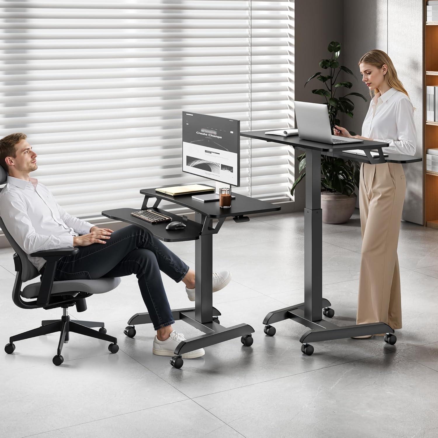 Escritorio Rodante de Pie PEGZONE Ajustable 80x70cm Negro