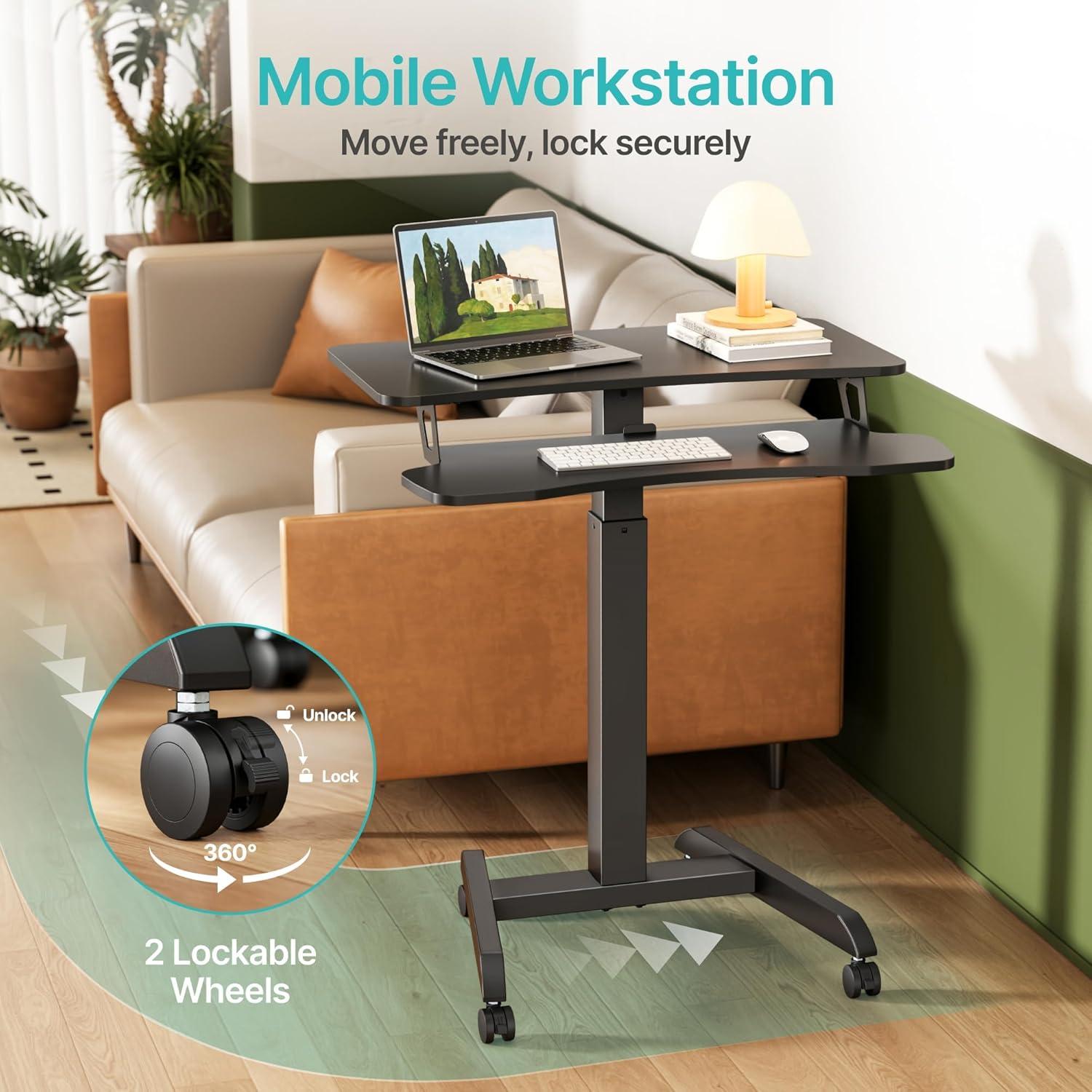 Escritorio Rodante de Pie PEGZONE Ajustable 80x70cm Negro