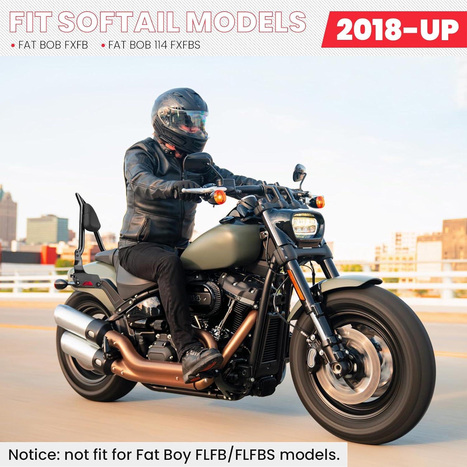 Respaldo Sissy Bar Negro Brillante 66 cm para Harley Fat Bob